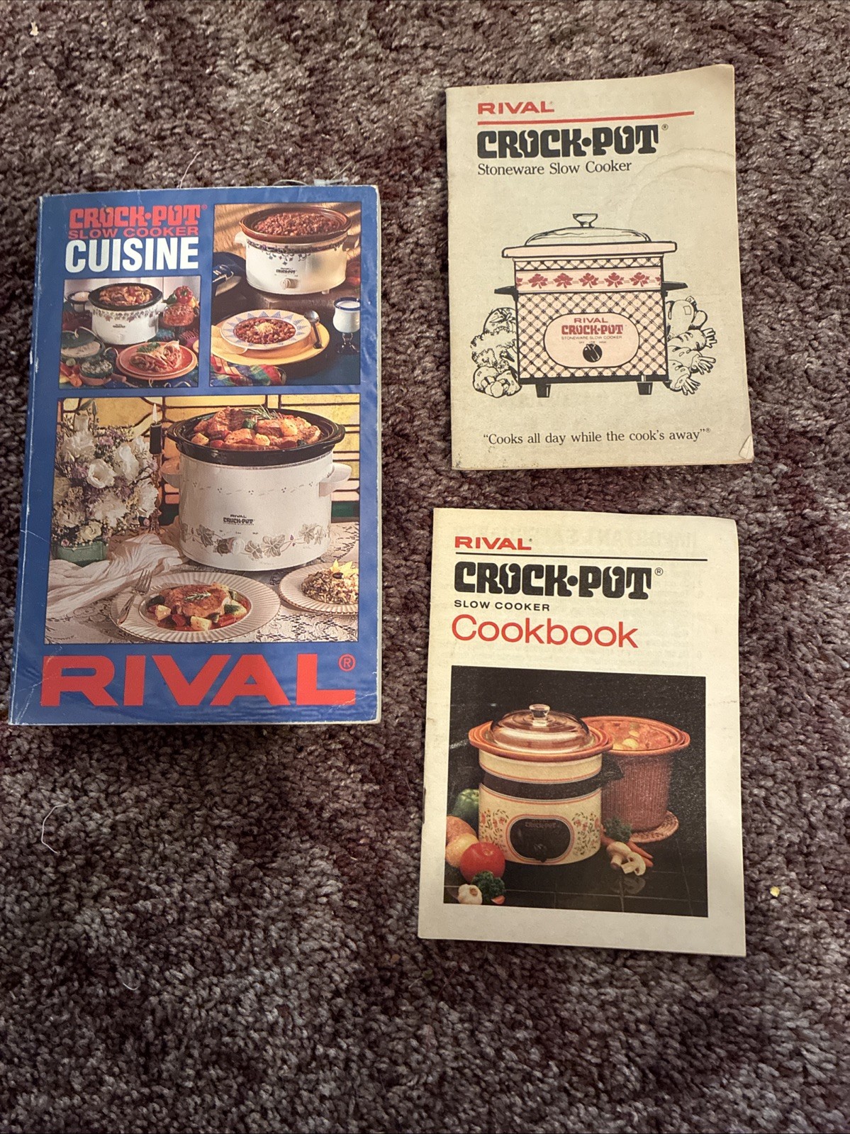 3 Vintage Rival Crockpot Manual  Recipe Booklets 1980s-1990s
