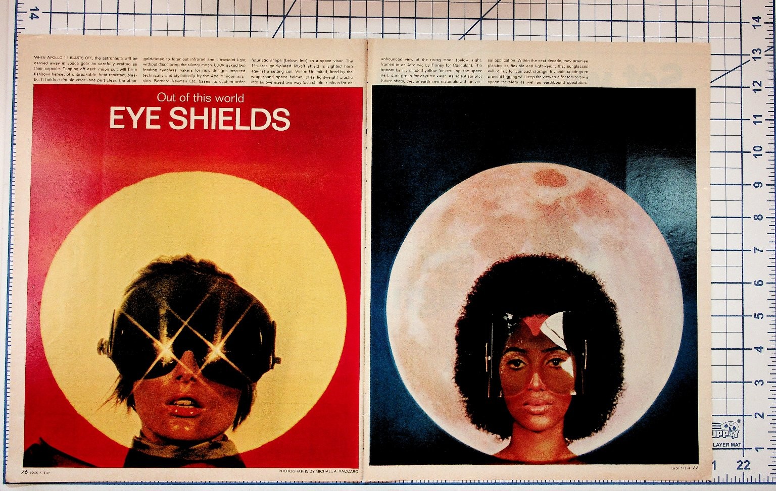 1969 LOOK Magazine Eye Shields Apollo Era Space Age Fashion Ad Original Print
