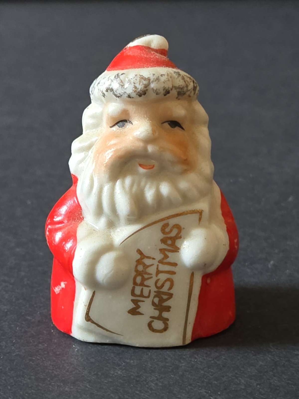 Vtg Mid-Century Ardalt Santa Claus Bell Ornament 2.25” Japan 1950s Scroll Kitsch