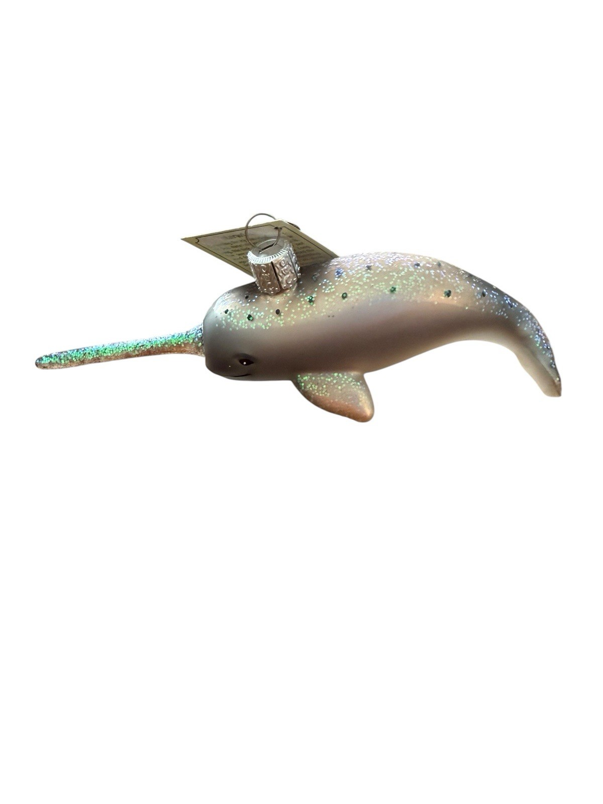 New Old World Christmas Narwhal Glass Blown Ornament Glitter Sea life Decor