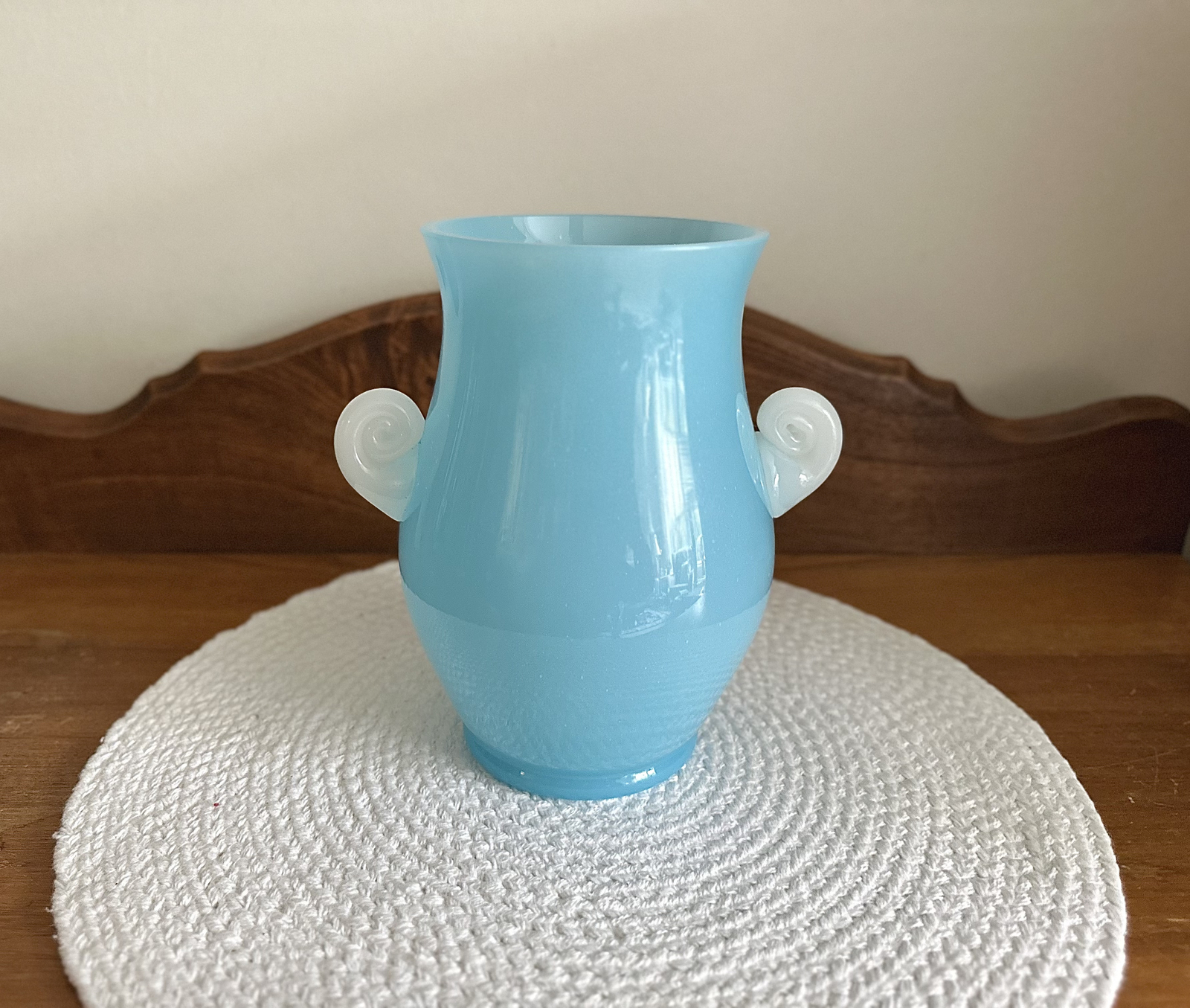Antique Blue Opaline Art Glass Vase