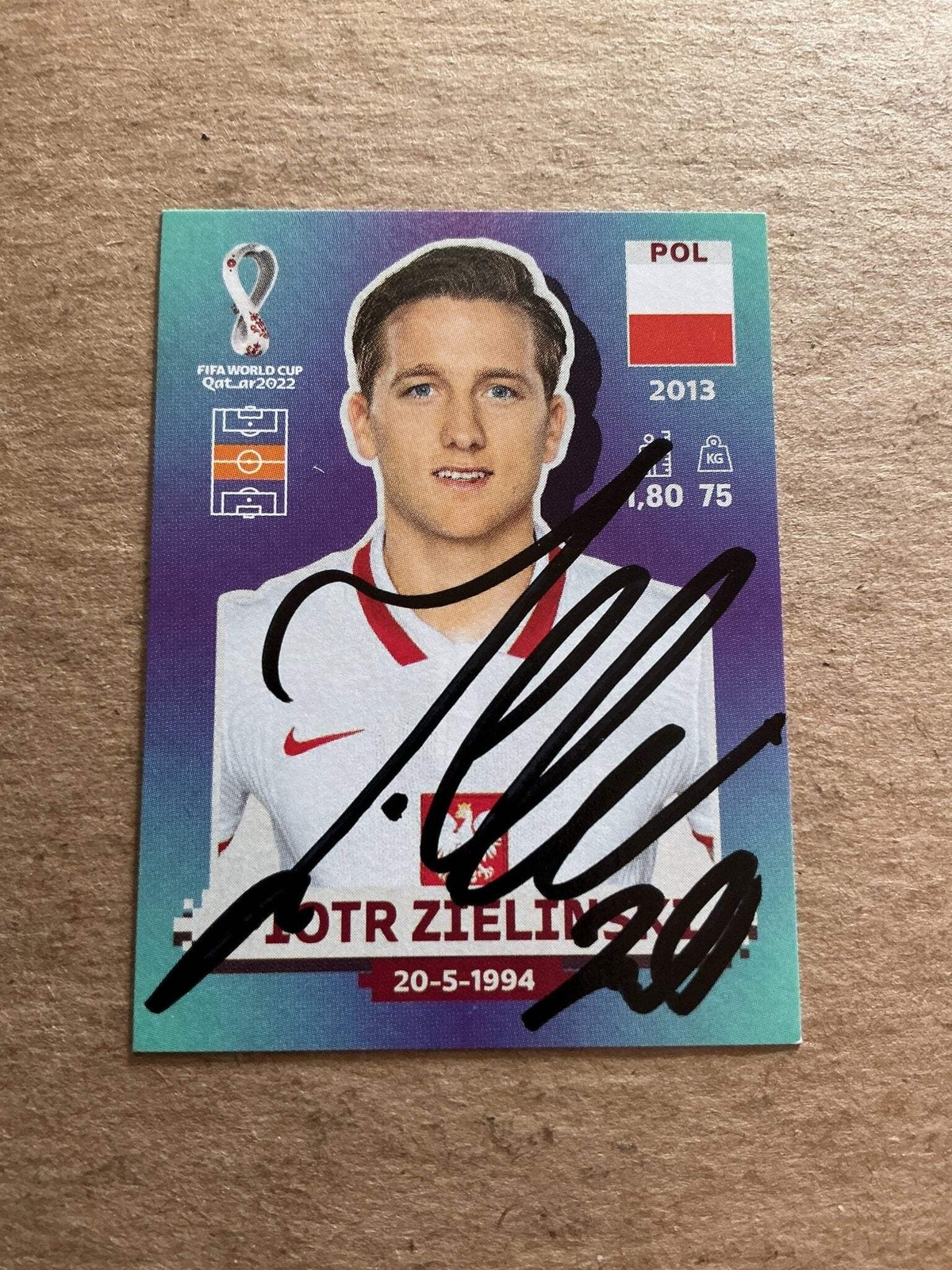 Piotr Zielinski, Poland 🇵🇱 FIFA World Cup 2022 Panini hand signed