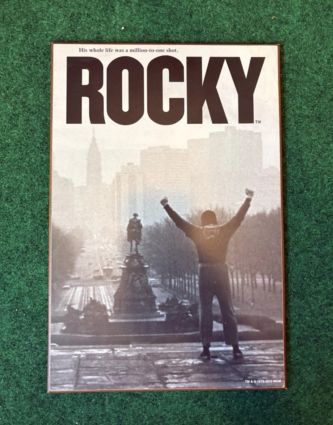 Rocky 1976 Wooden Movie Poster Plaque - His Whole Life Was A Million-To-One Shot