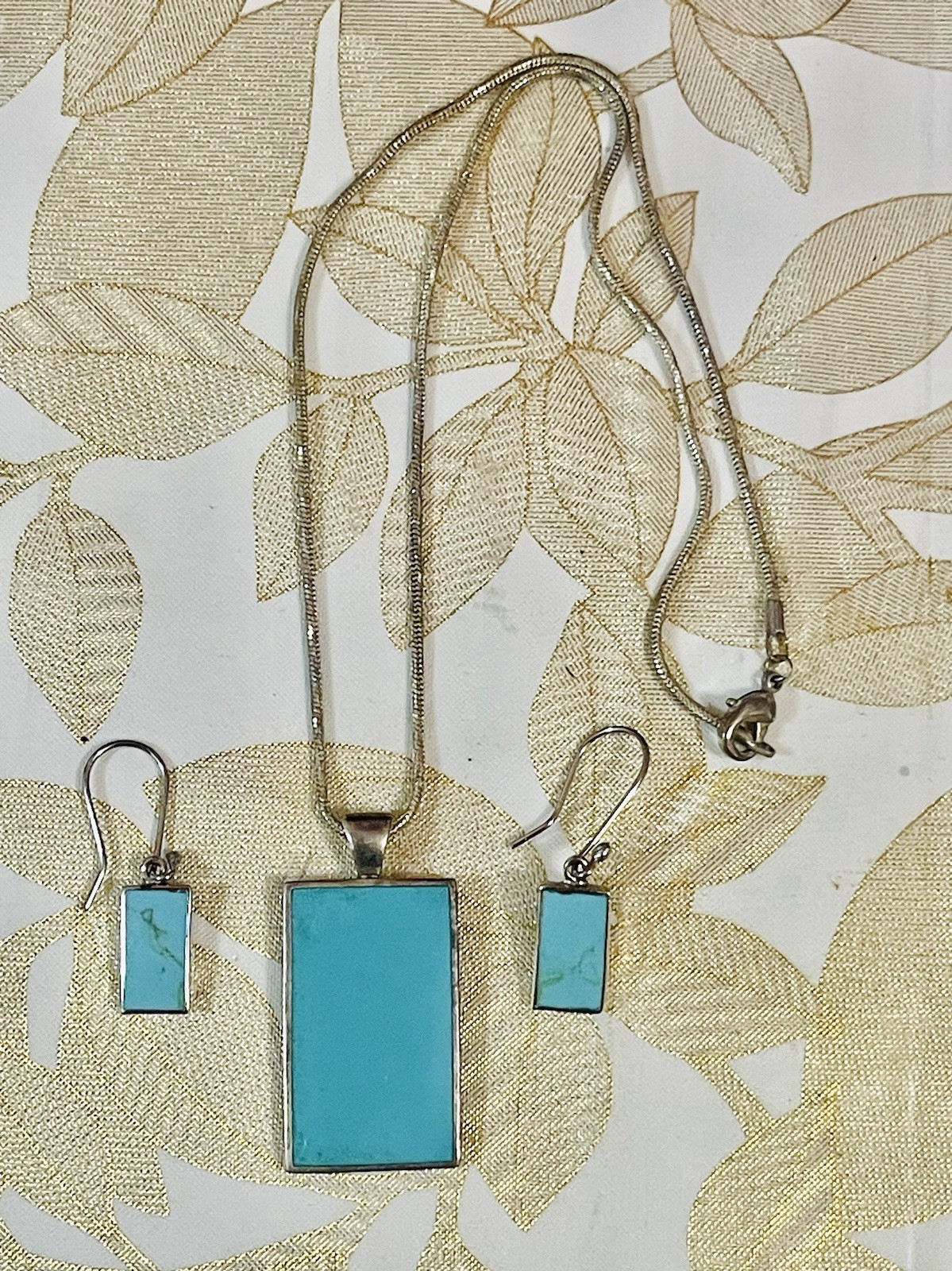 Lot Of 2 VTG Southwest Sterling Silver Mexico Thailand Turquoise Pendant/earring