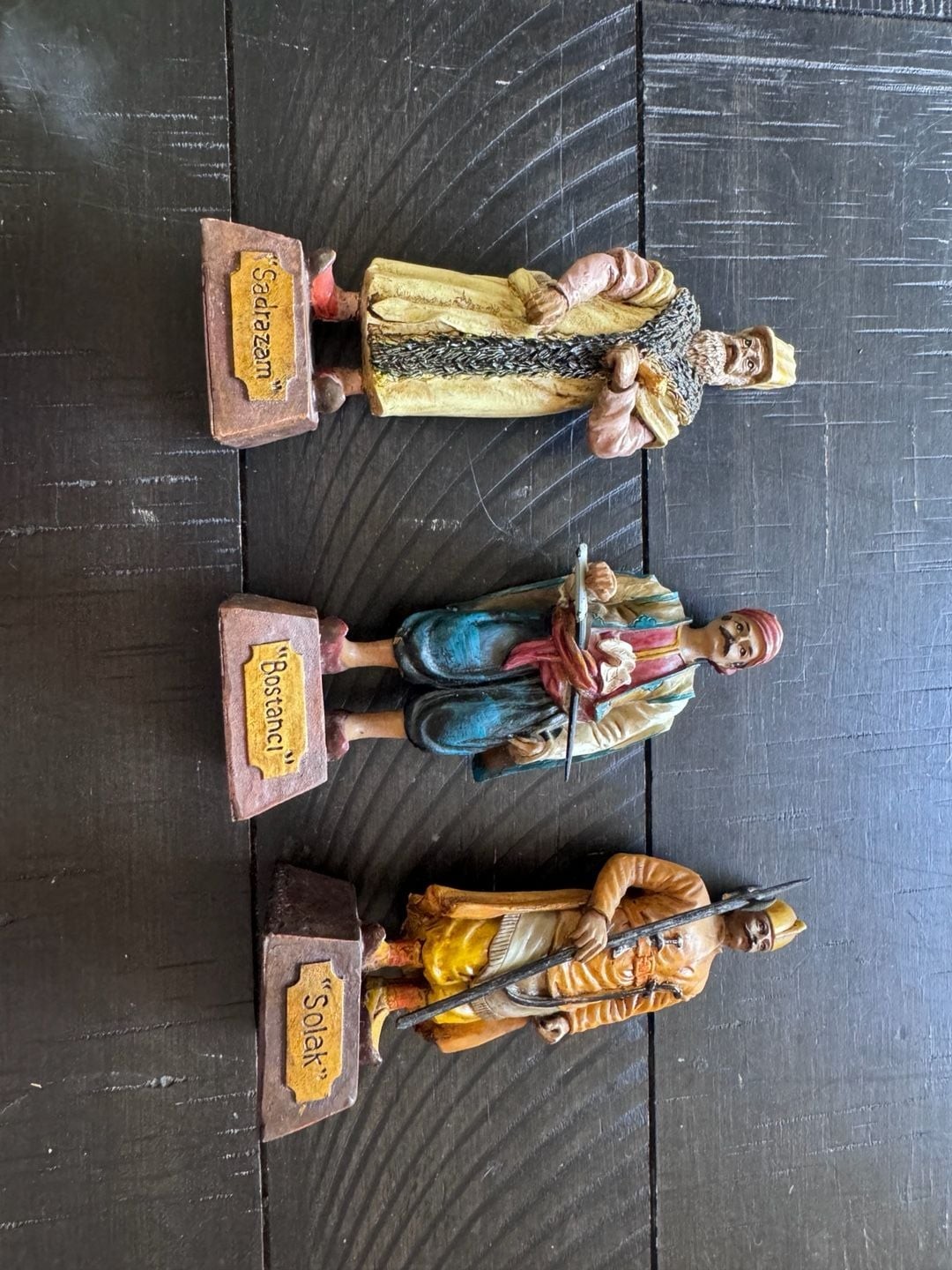 Vintage Ottoman Empire Figures Statues Set of 3 Sadrazam Bostanci Solak