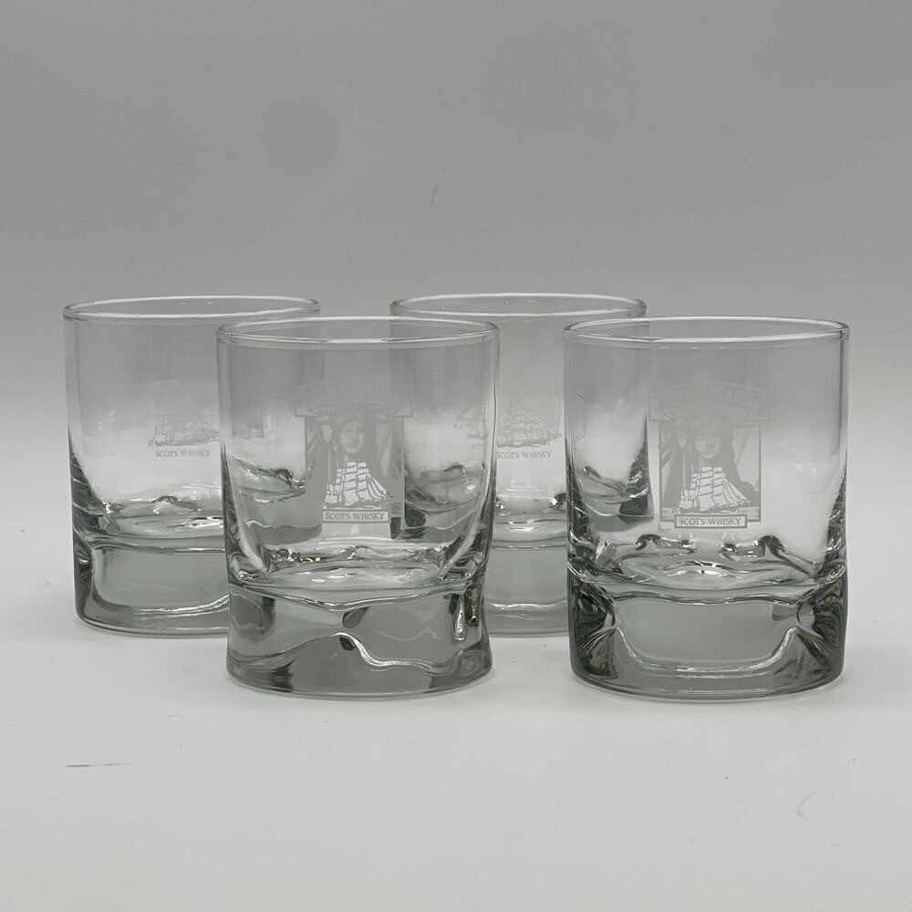 Set of 4 CUTTY SARK One Size Clear Scots Cocktail Whiskey Glasses High Ball NWOT