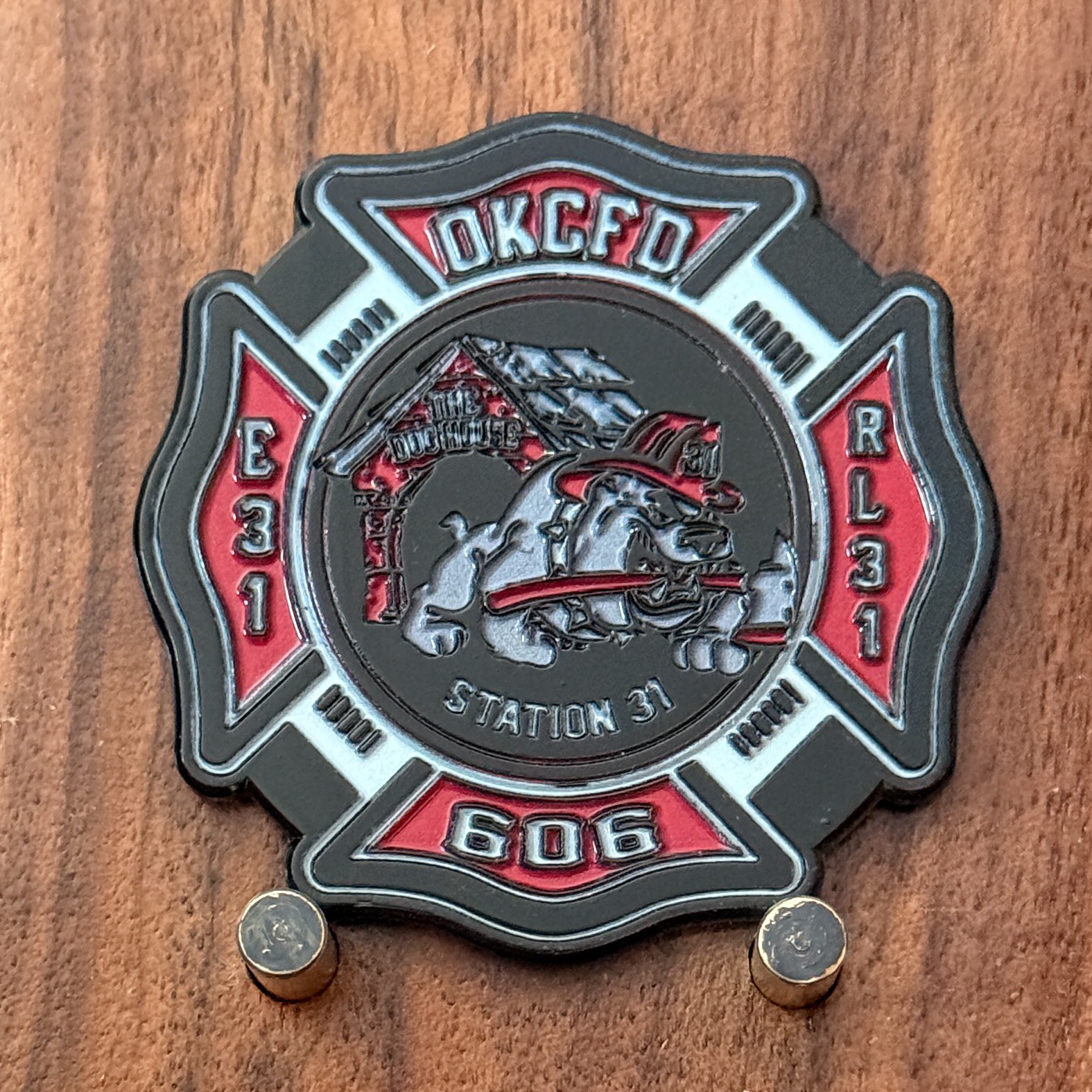 OKCFD Station 31 Fire Rescue EMS Maltese Cross Shaped Challenge Coin W#18 OKCFD Station 31 Fire Rescue EMS Maltese Cross Shaped Challenge Coin W#18