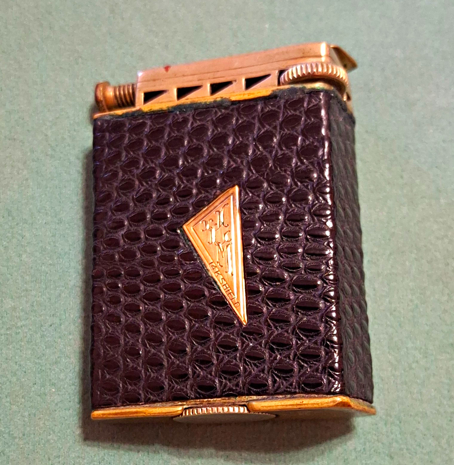 Antique 1920\'s Clark Art Deco Lighter 14k gold Shield patent 72726
