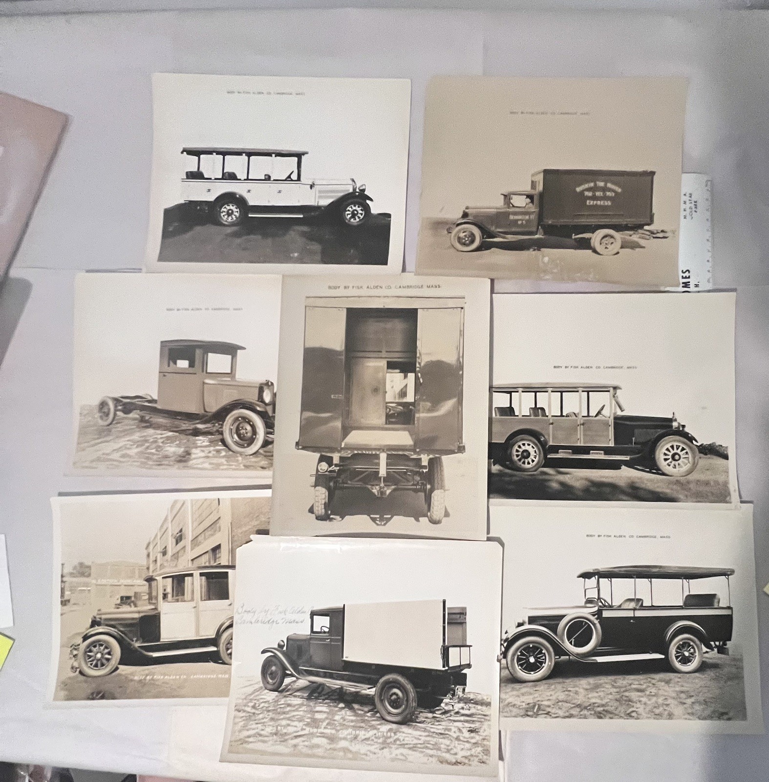 1920s antique TRUCK PHOTOS cambridge ma FISK ALDEN CO ARCHIVE COLLECTION QTY 8