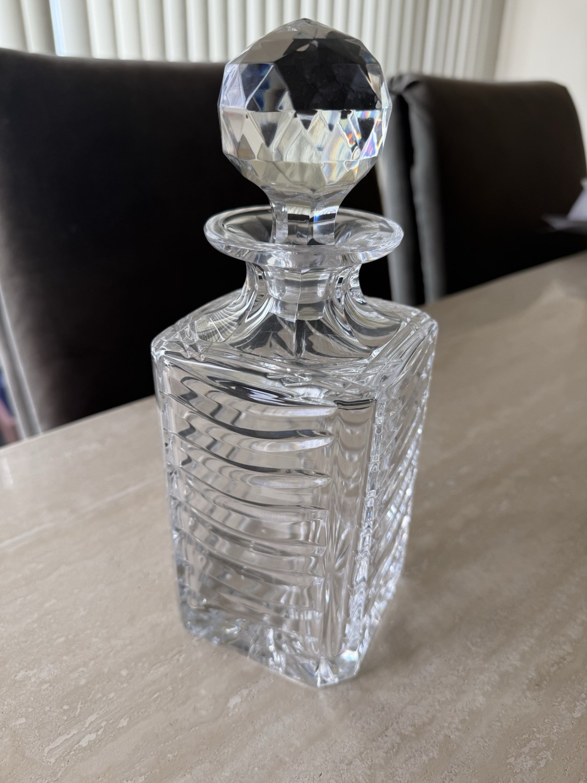 Vintage / Pristine Tiffany & Co Crystal Decanter Swag Cut Square W/ Stopper 1998