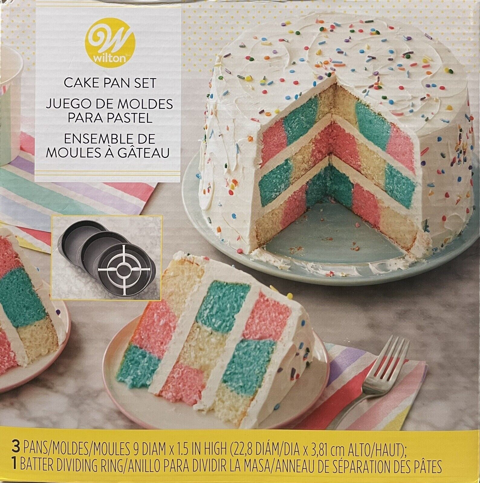 Wilton Round Checkerboard Cake Pan Set, 4-Piece, Steel