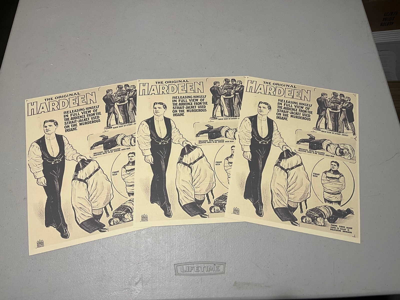 Harry Houdini\'s brother, Theo Hardeen reprint Straight Jacket Handbill, Rare