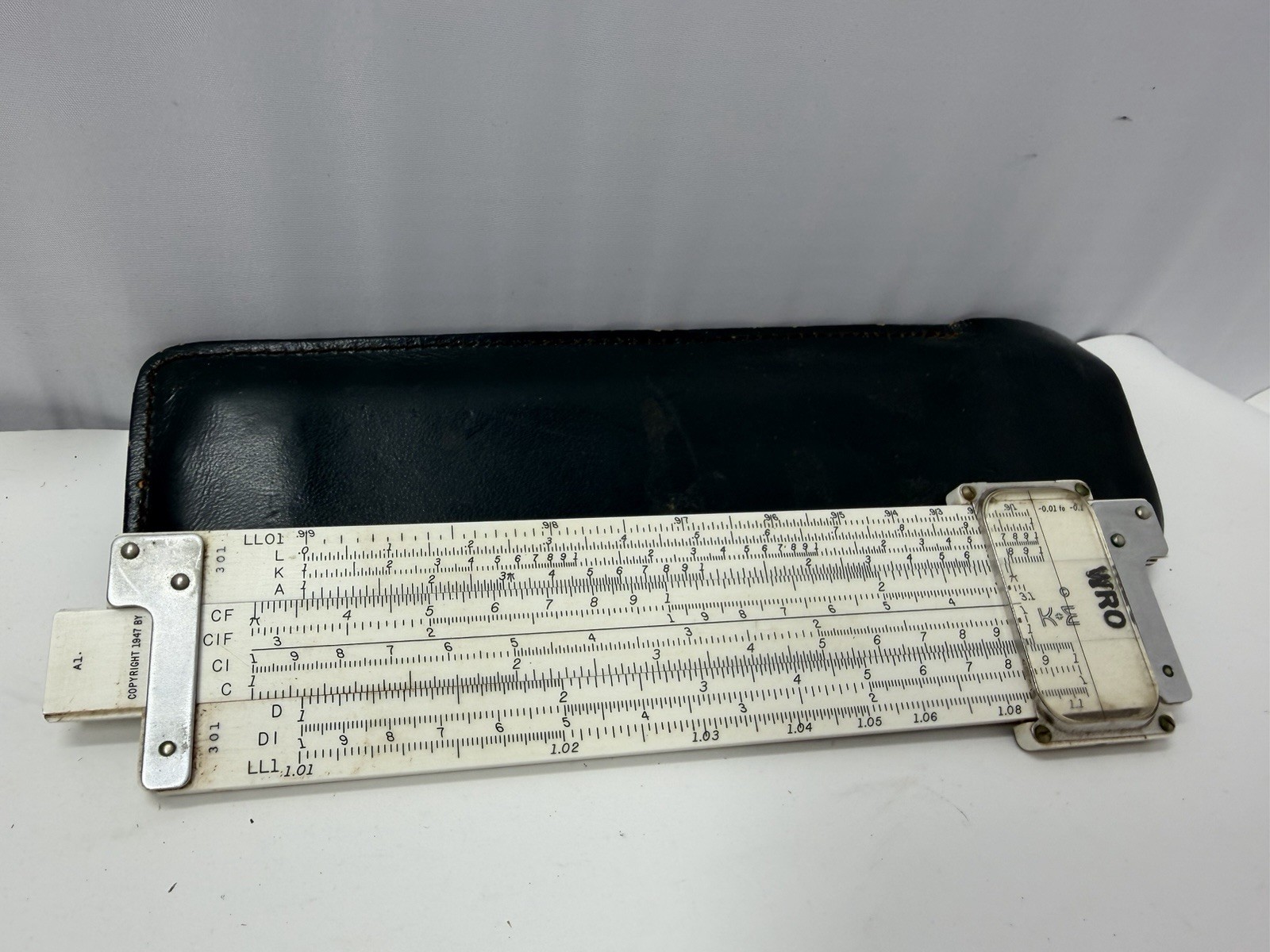 Keuffel & Esser Slide Rule 4181-1 with Case, Copyright 1947