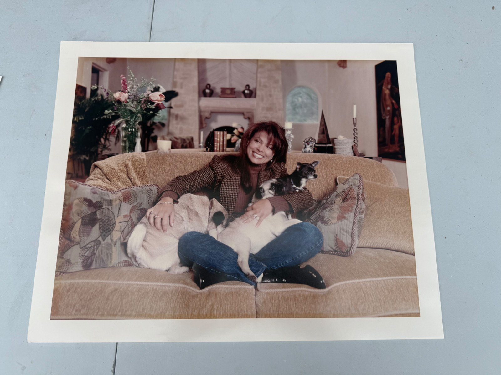 American singer Belinda Carlisle posing with dogs Beverly Hills1987 PHOTOGRAPH 