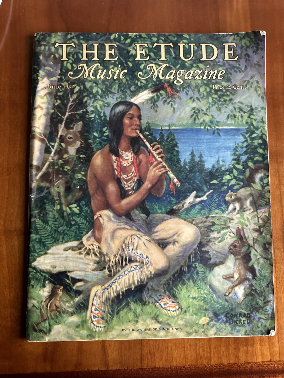 Beautiful Vintage The Etude Music Magazine June 1932 Native American Flutist