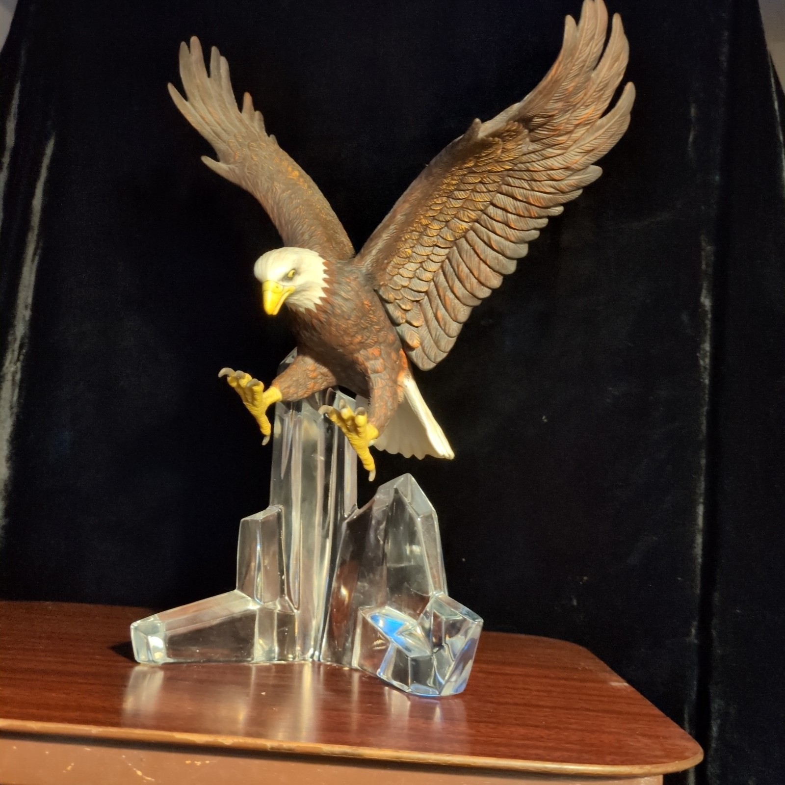 Rare Vintage Franklin Mint Bald Eagle On Crystal Iceberg Sculpture Germany 