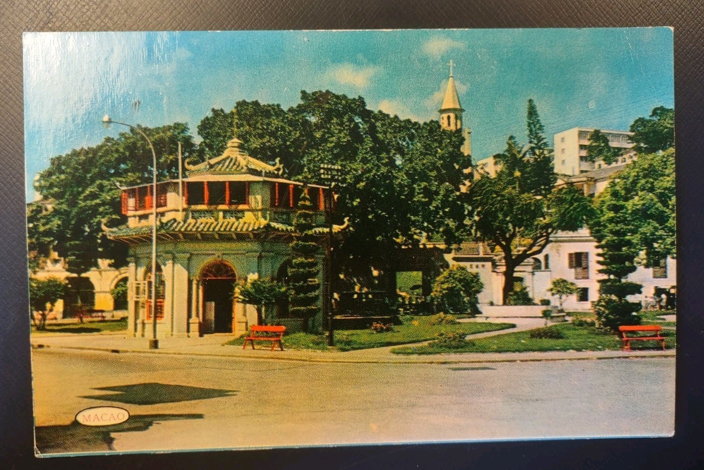 1960s/70s Chinese Style Library Public Garden Macao Chrome Postcard Macau China