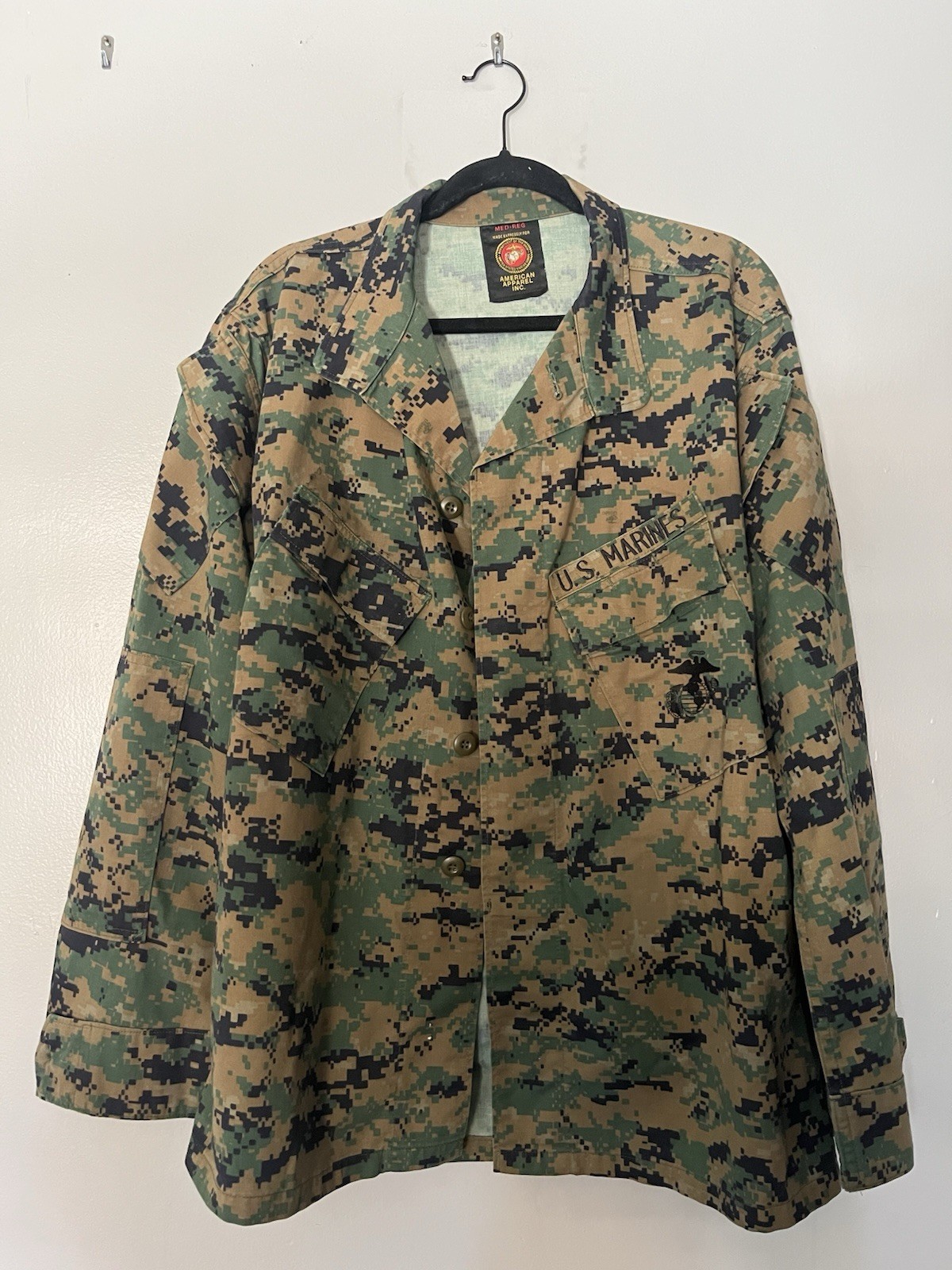 USMC Marines Woodland MARPAT USA Apparel Camouflage Uniform Blouse Size Medium