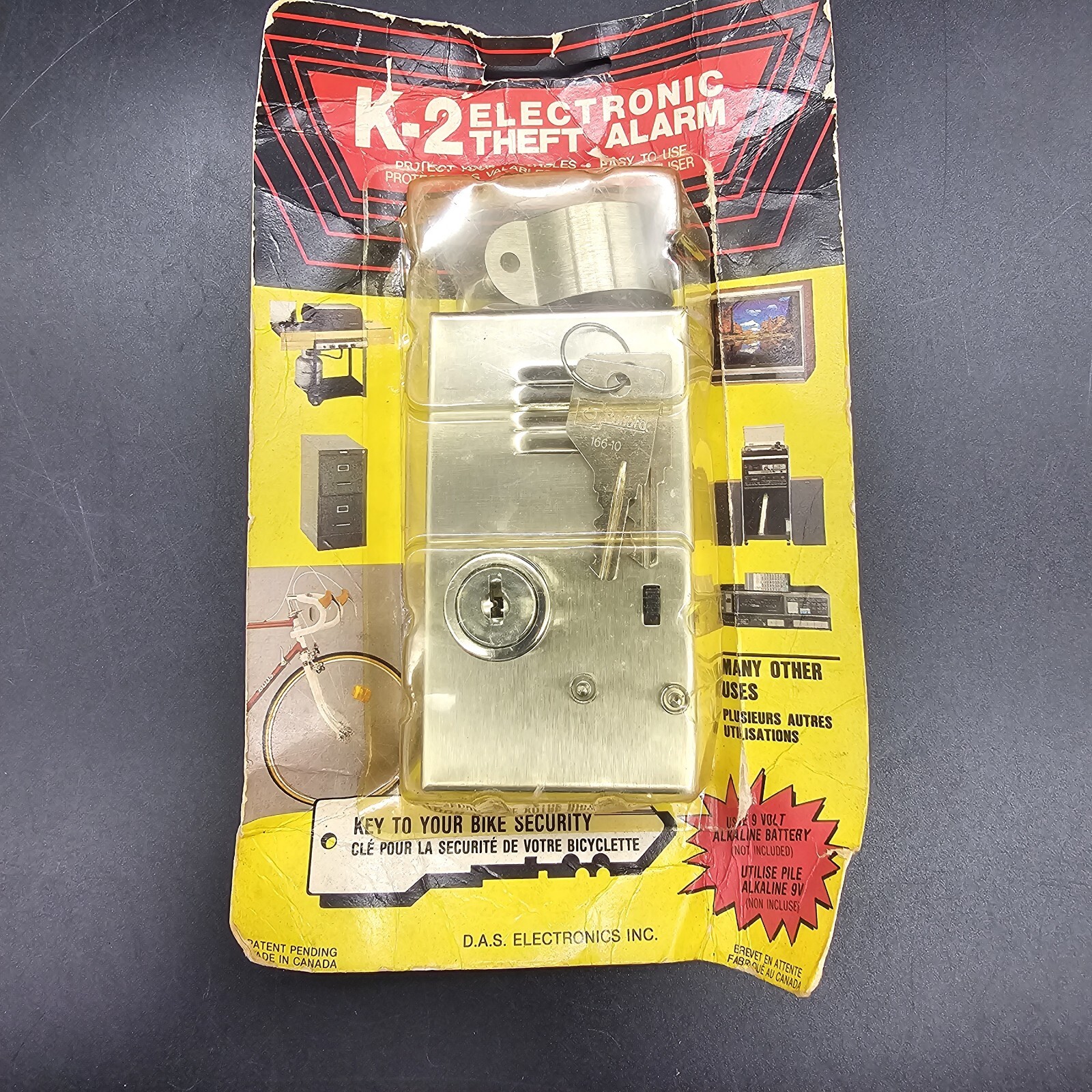 Vtg K-2 Metal Keyed Electronic Theft Alarm NOS