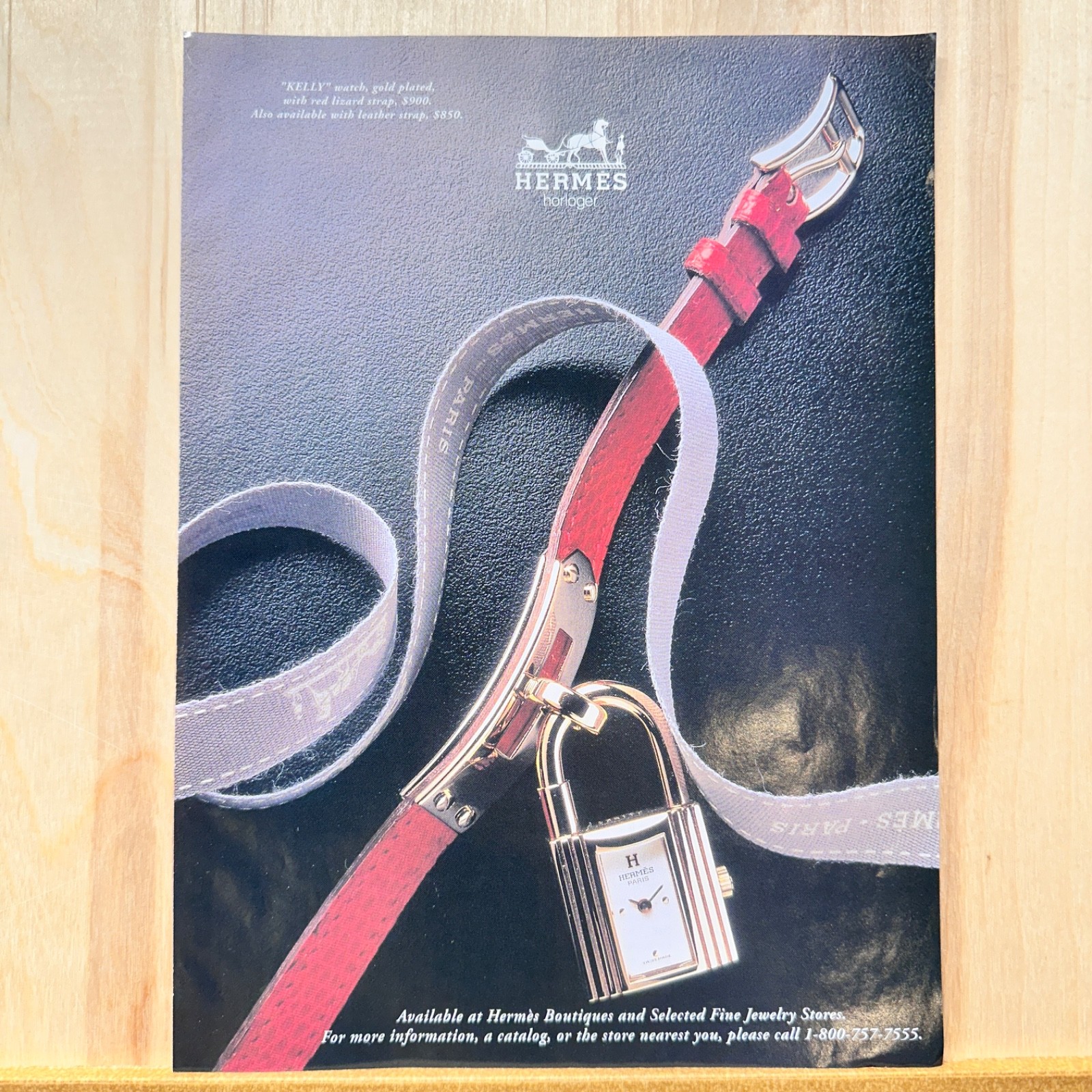 Hermes Horloger Kelly Red Watch 1994 Vintage Print Ad Fashion Jewelry Advert Art