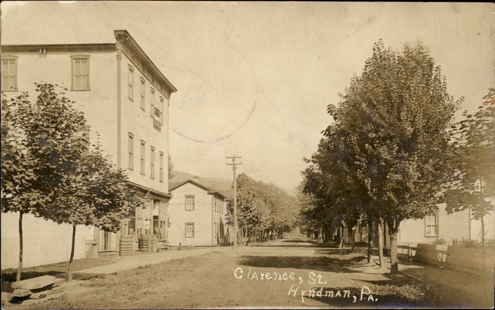 Hyndman PA Street Scene Clarence St. c1900s-10s Real Photo Vintage Postcard bhn