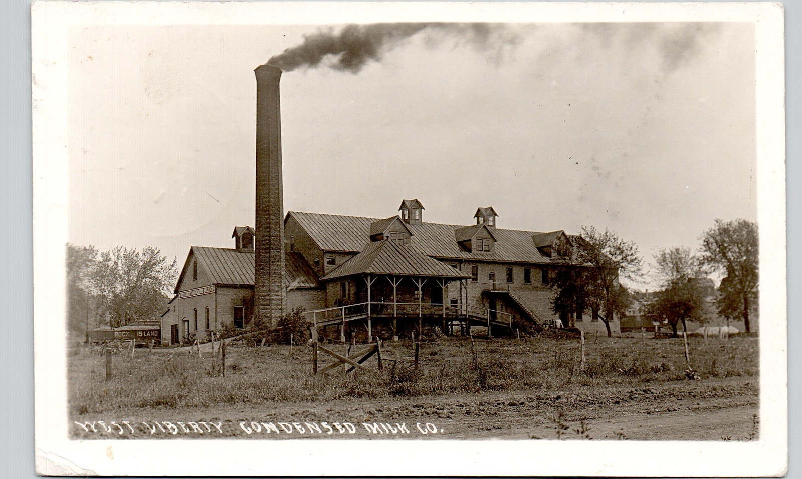 CONDENSED MILK CO west libery ia c1910 postcard iowa real photo rppc dairy plant