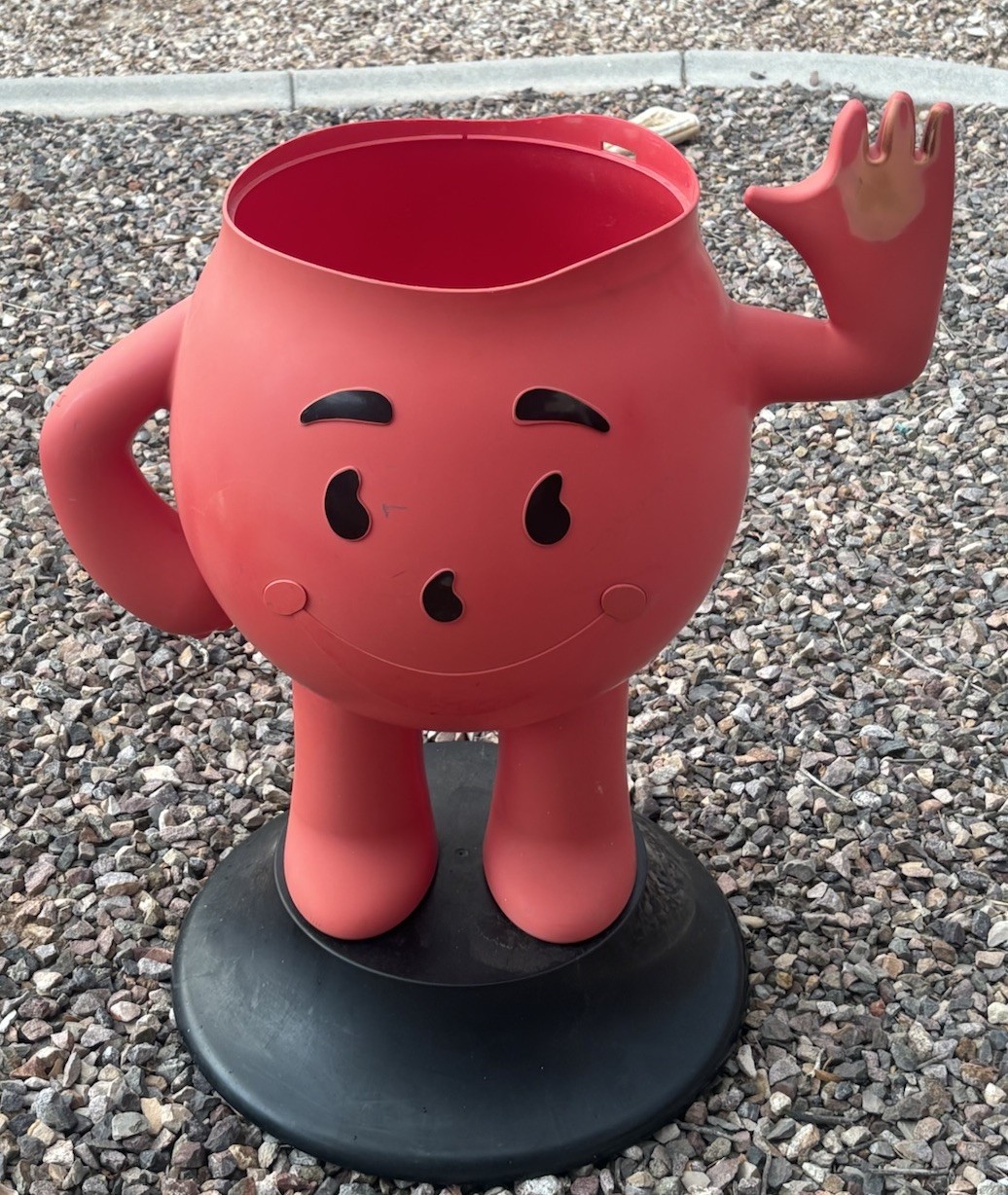 VINTAGE 1970s STORE DISPLAY KOOL-AID MAN 3 FOOT TALL RED ADVERTISING SIGN VINTAGE 1970s STORE DISPLAY KOOL-AID MAN 3 FOOT TALL RED ADVERTISING SIGN