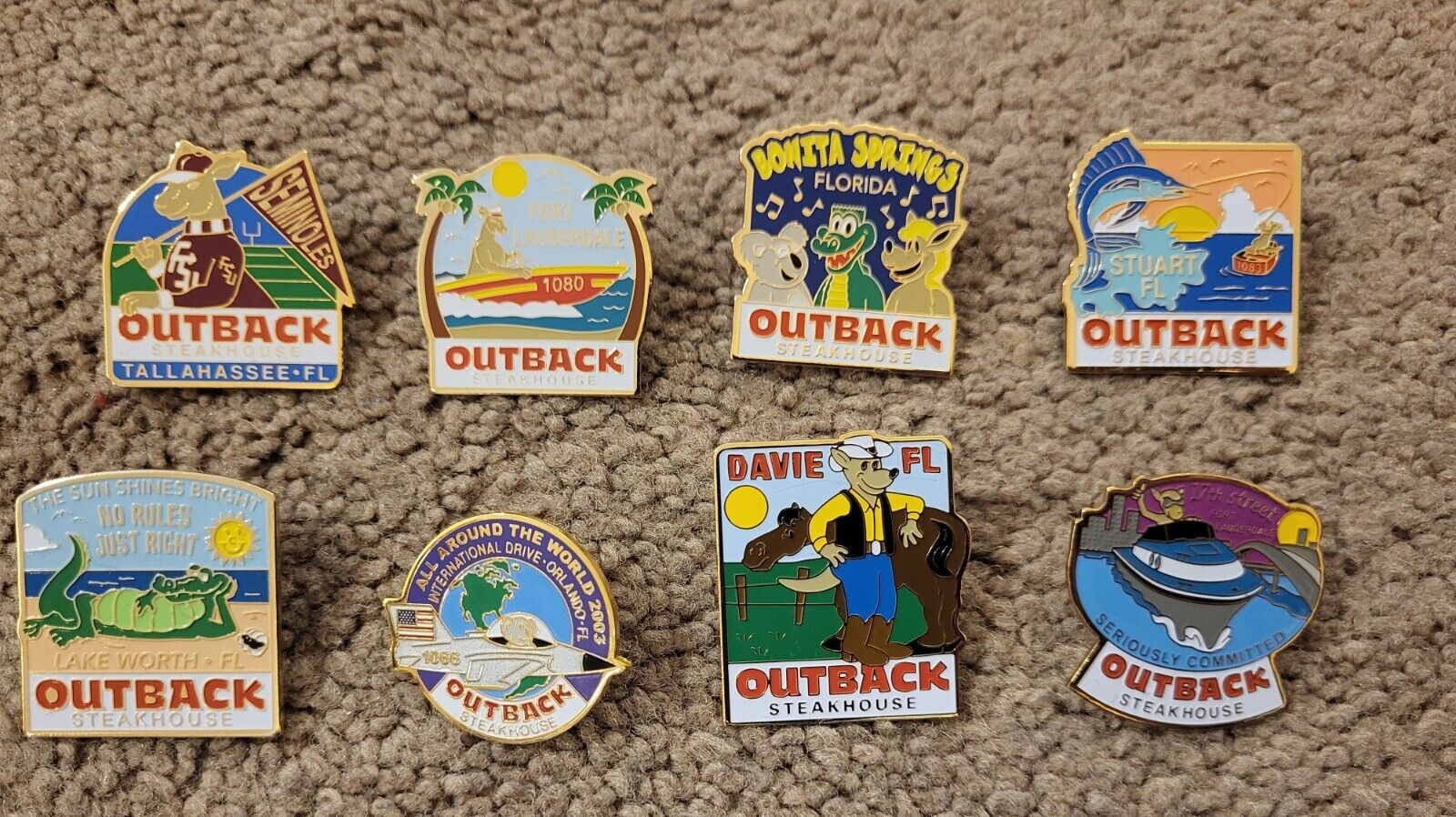 Lot of 8 Outback Steakhouse Pins Orlando Florida, Davie, Bonita Springs, Stuart Lot of 8 Outback Steakhouse Pins Orlando Florida, Davie, Bonita Springs, Stuart