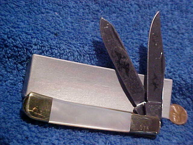 Vintage ABC Knife Mother of Pearl Handles MOP 2 blade Trapper American L073