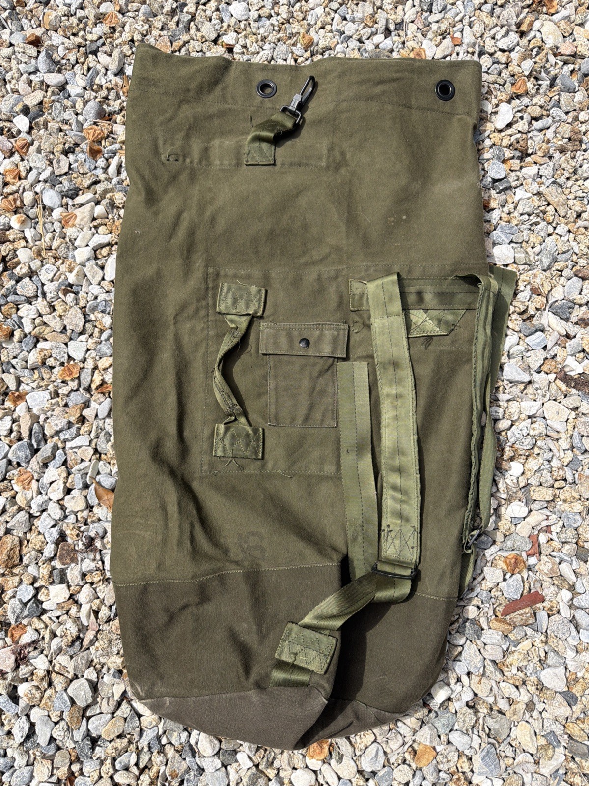 Vintage Vietnam US Military Heavy Duty Duck Cotton Canvas Duffle Bag Green