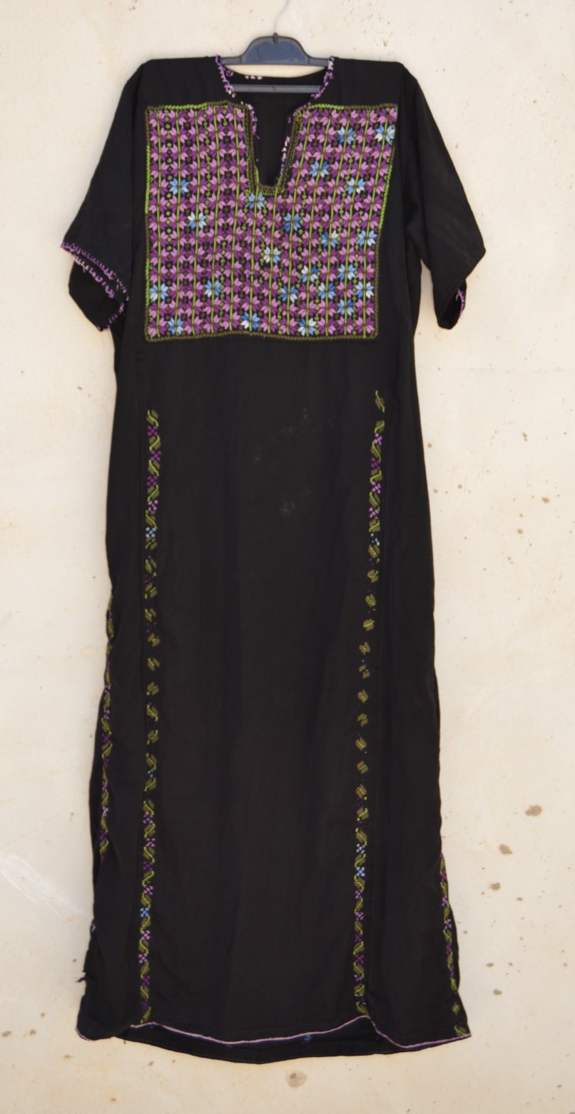 Rare vintage Palestinian handmade100% embroidered thobe Arabic Dress Tatreez