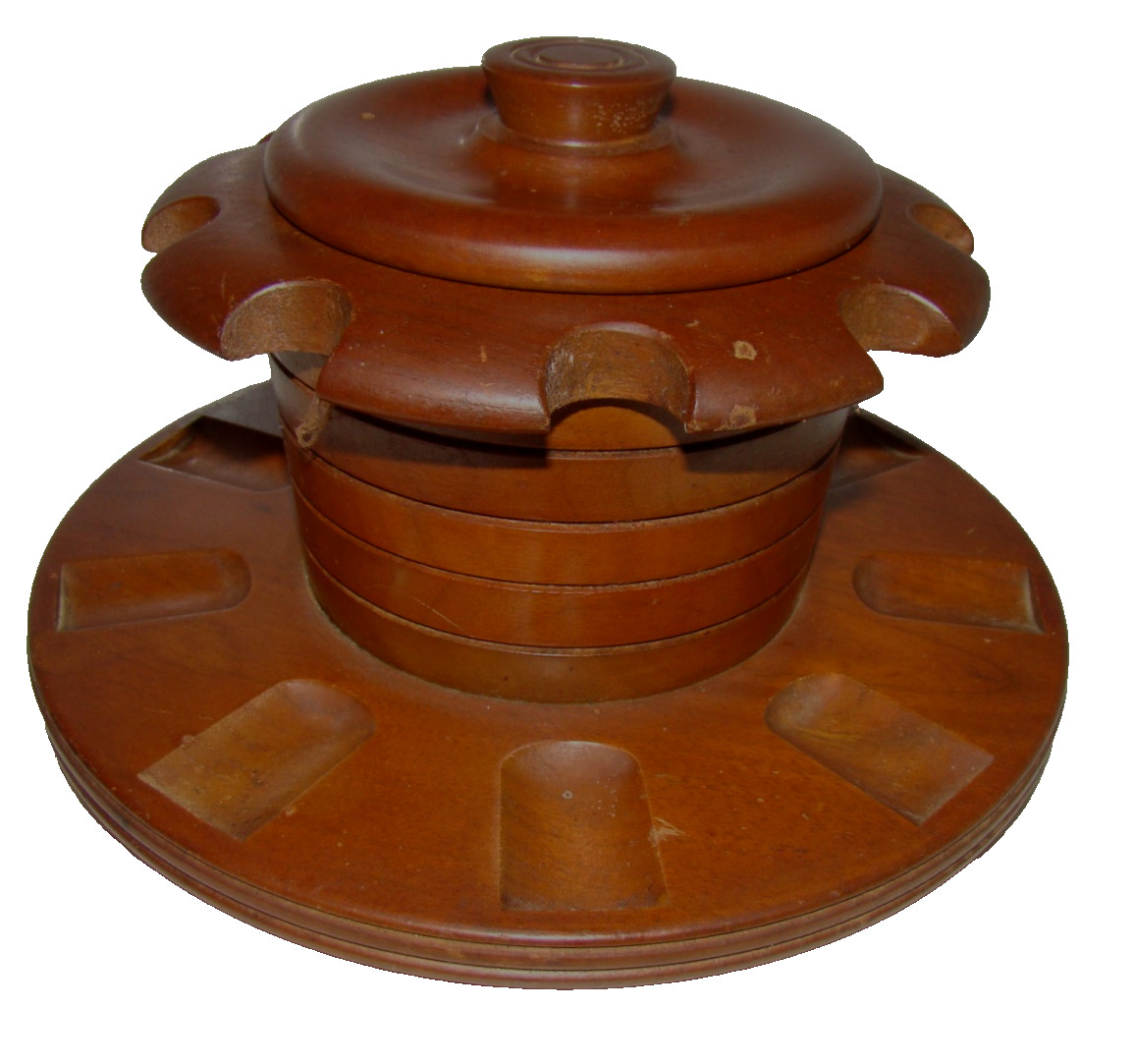 Vintage Aztec 9 Pipe Walnut Lazy Susan 10