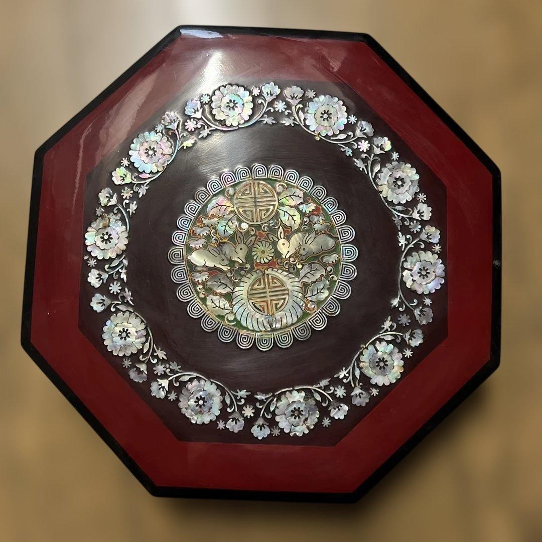 Japanese Jubako Bento Box Octagonal motherofpearl work ninesection board