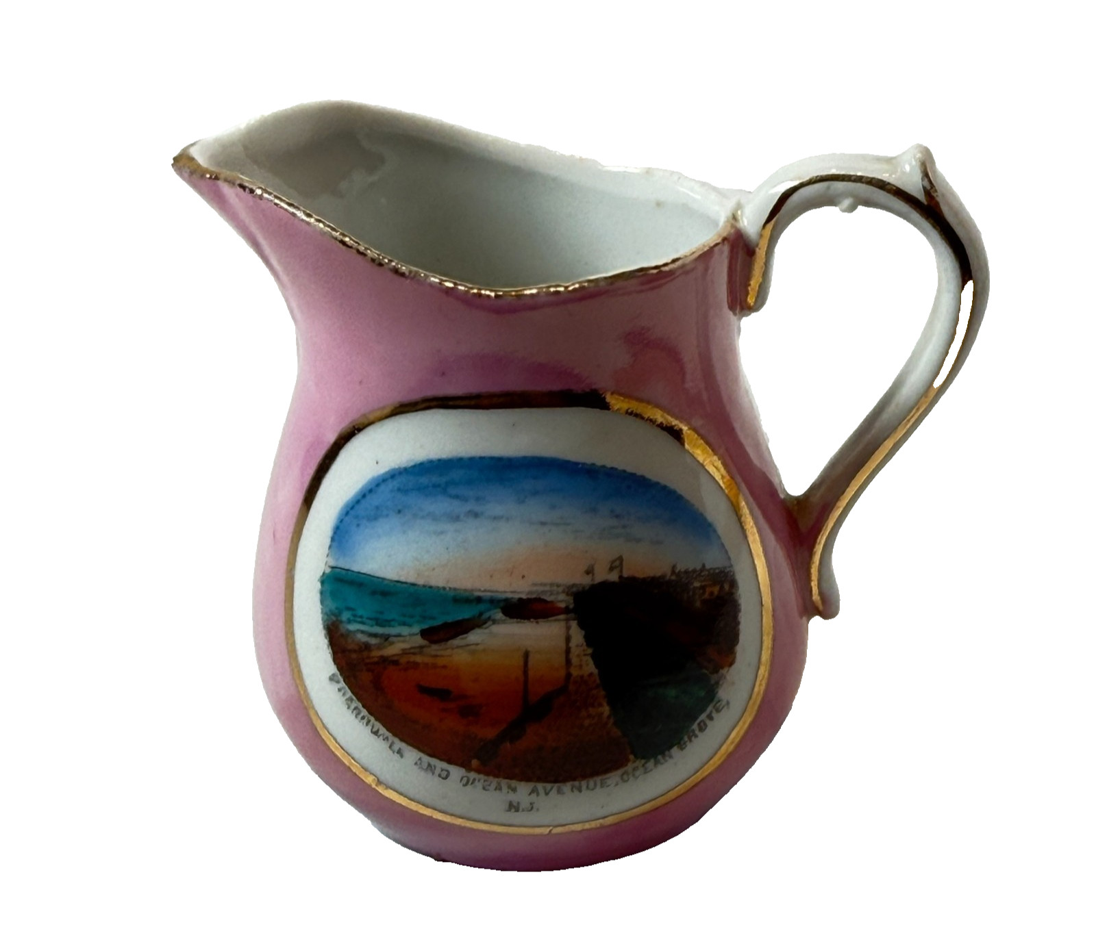 OCEAN GROVE NJ NEW JERSEY Souvenir Porcelain Trinket ANTIQUE CREAMER OCEAN GROVE NJ NEW JERSEY Souvenir Porcelain Trinket ANTIQUE CREAMER