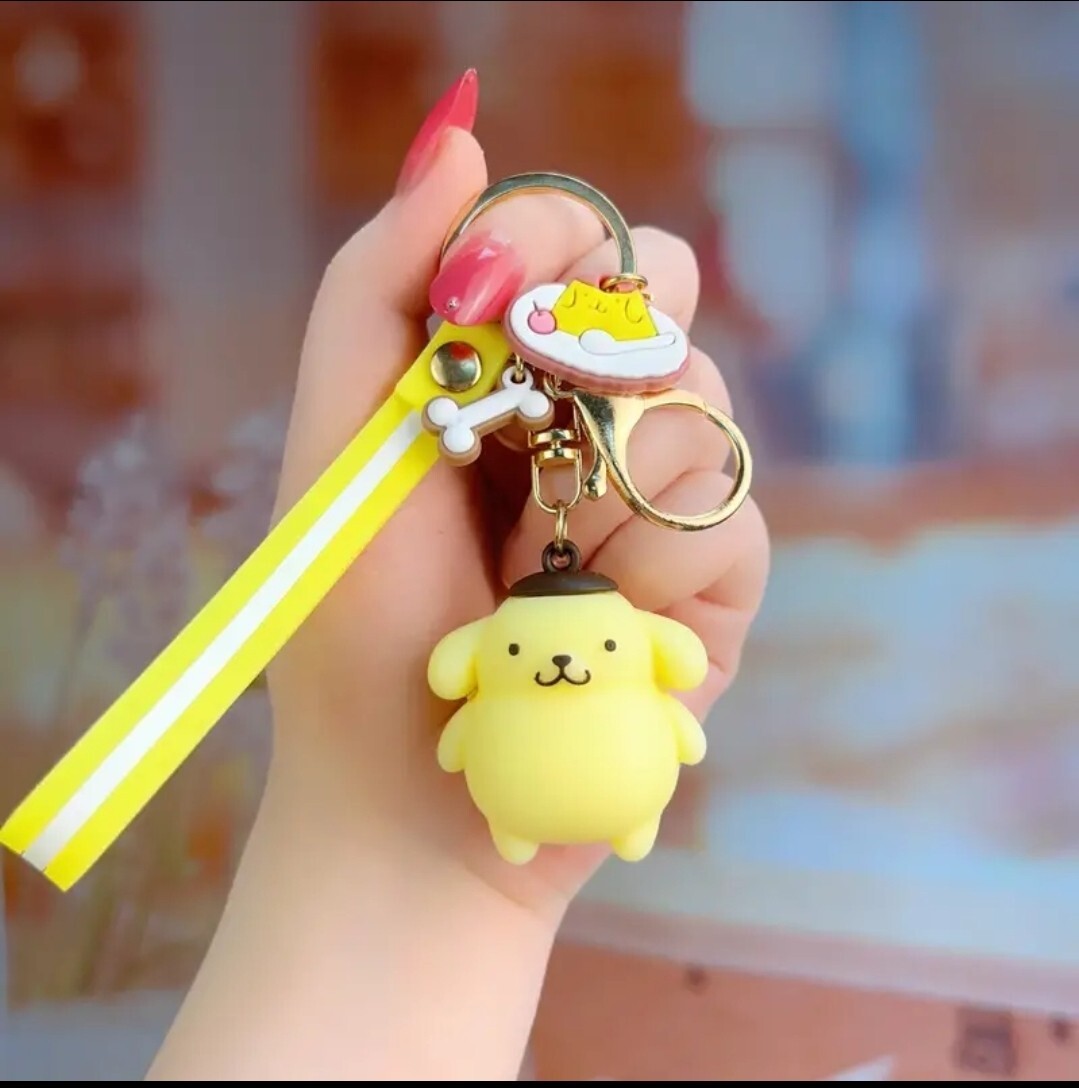 Sanrio POMPOMPURIN Key Chain Keyring Bag Charm Holder Backpack Cute Dog NEW