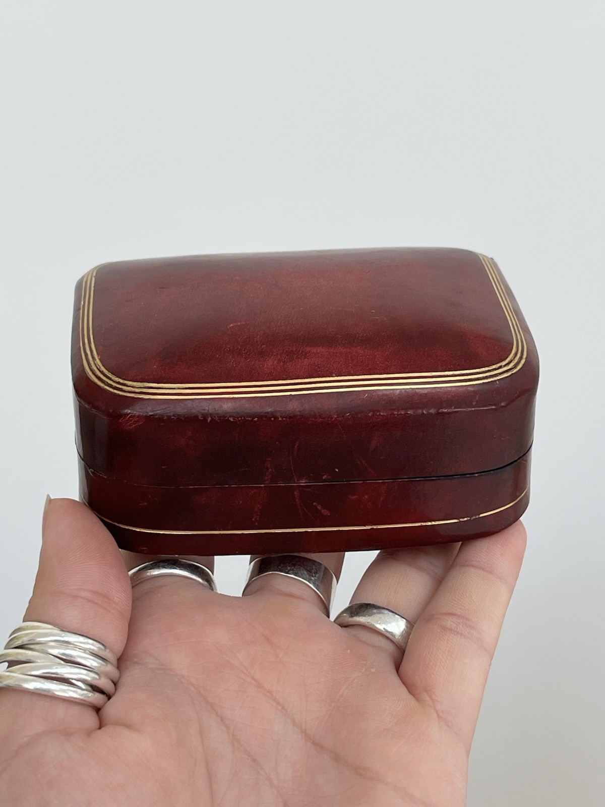 Vintage Italy Leather Jewellery Trinket Box