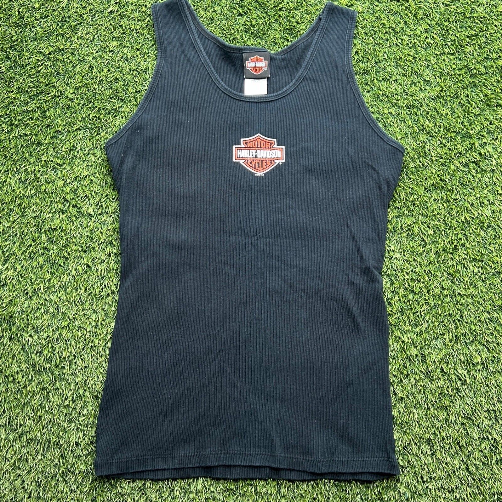 VTG Y2K Harley Davidson Thermal Tank 1W Womens Black Round Rock Texas Biker