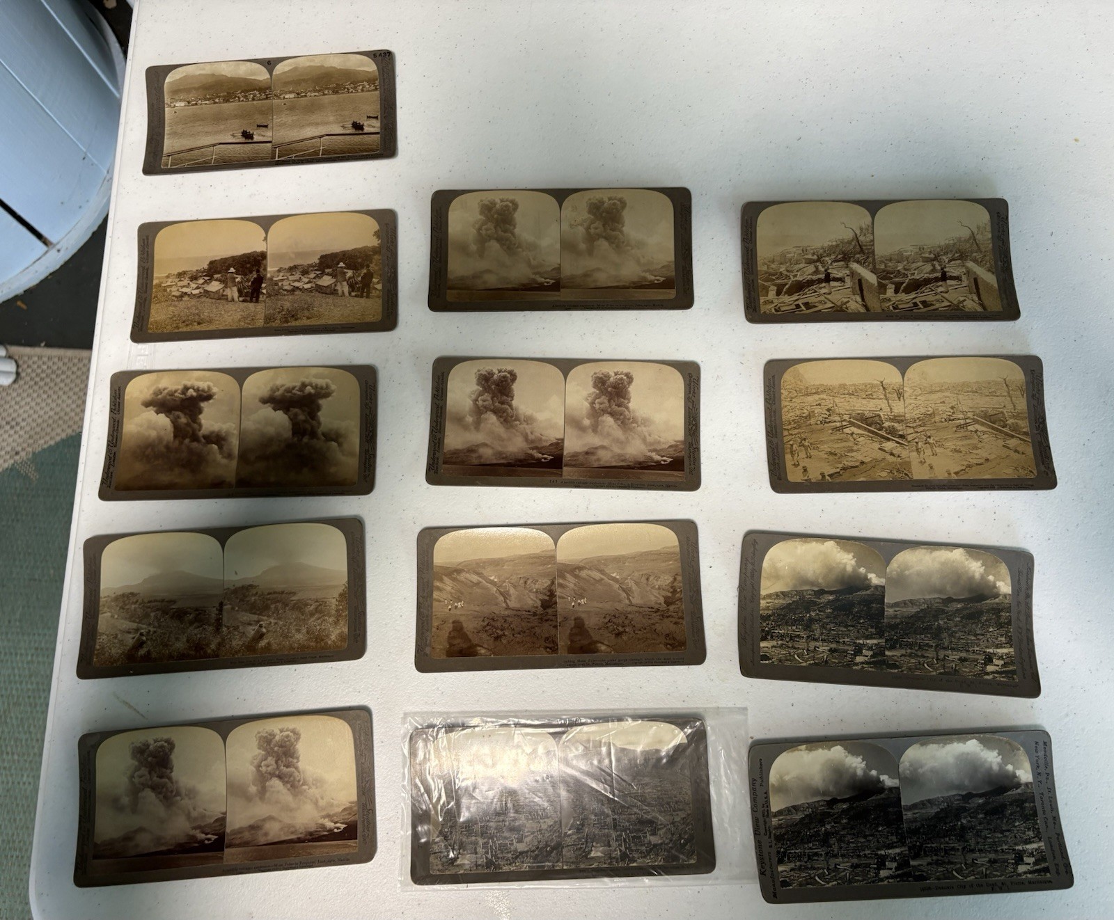 Vintage Stereoview Lot(13) 1902 Mount Pelée Eruption & St. Pierre Ruins Martiniq