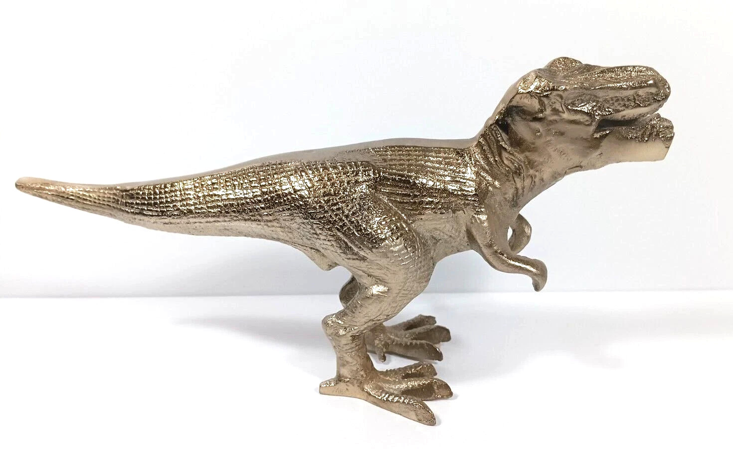 Handcrafted Metal Dinosaur T-Rex Statue Painted as Brass Style Figure 11\ Handcrafted Metal Dinosaur T-Rex Statue Painted as Brass Style Figure 11\