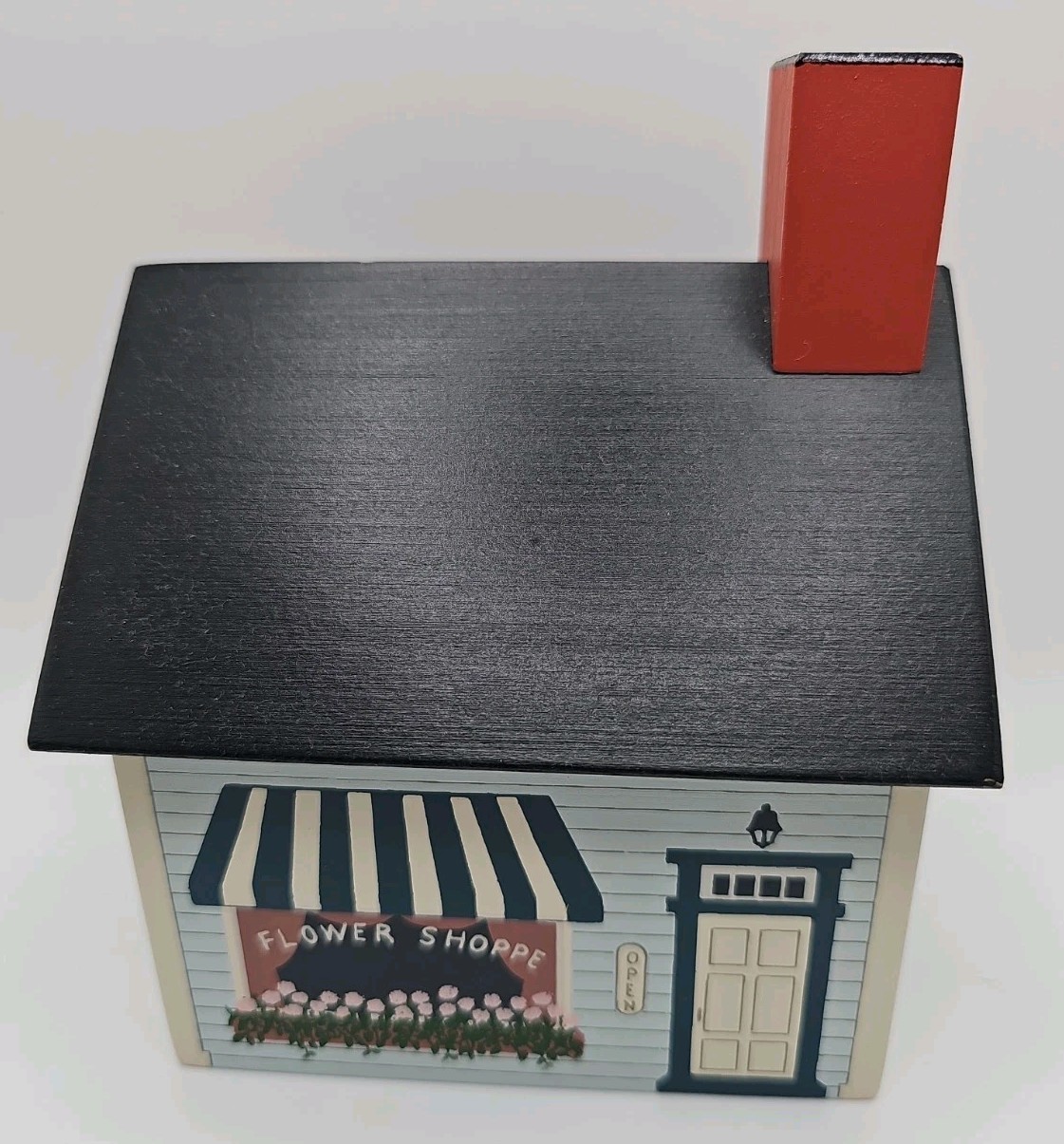 Vtg Folk Art Still Bank Windfield Designs 1991 Signed H Musser Flower Shoppe