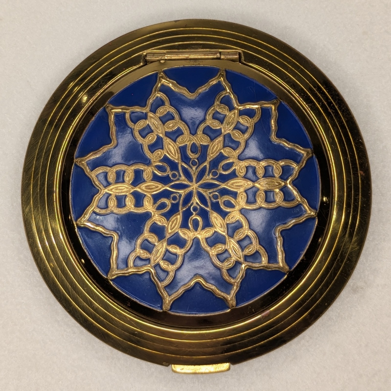 Vintage Richard Hudnut Art Deco Enamel Powder Compact Gold & Blue