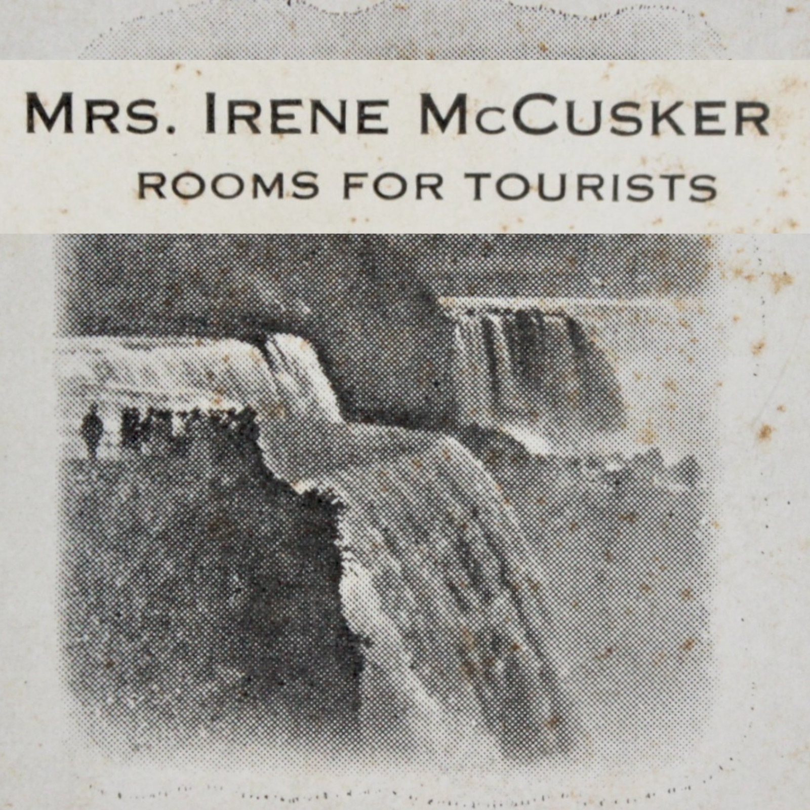 NIAGARA FALLS TOURISM Antique Business Card ROOMS 1910s Vintage McCusker Private
