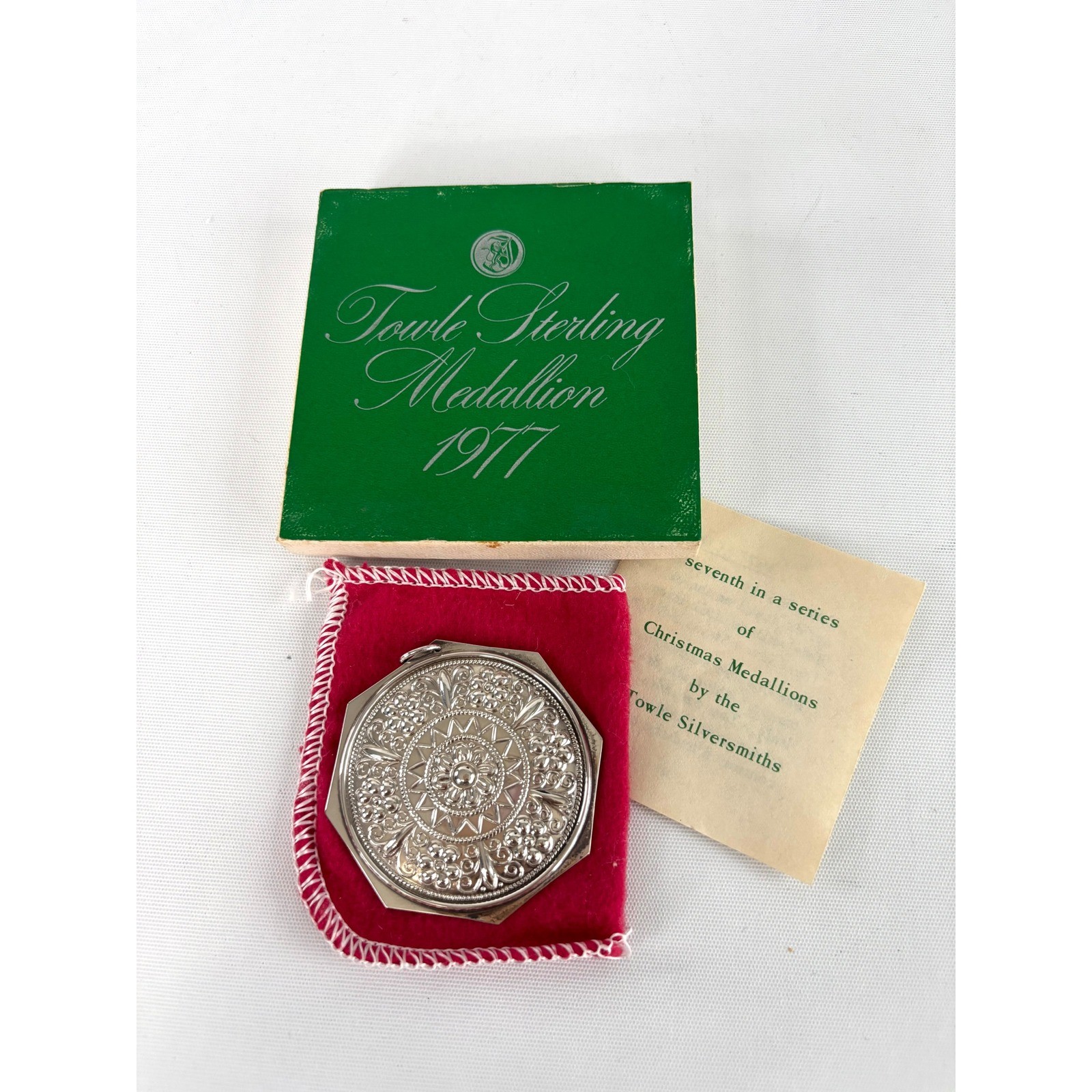 Towle 1977 Christmas Medallion Sterling Silver Seven Swans a-Swimming Pendant