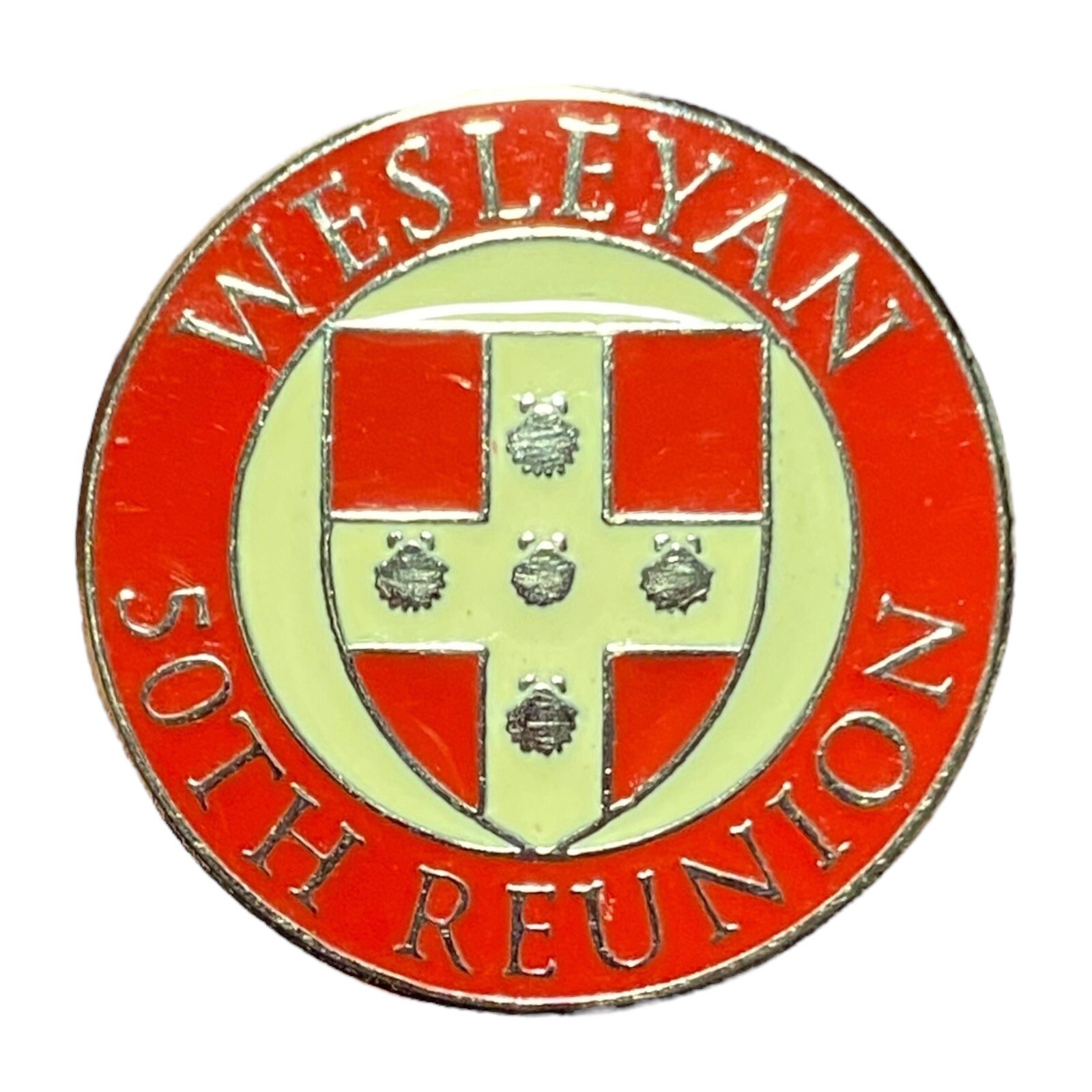 Wesleyan University 50th Reunion Red  Lapel Hat Pin Middletown Connecticut C256
