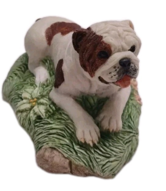 Vtg Charmstone Bulldog Ceramic Figurine by Earl Sherwan Cold Cast Marble Dog