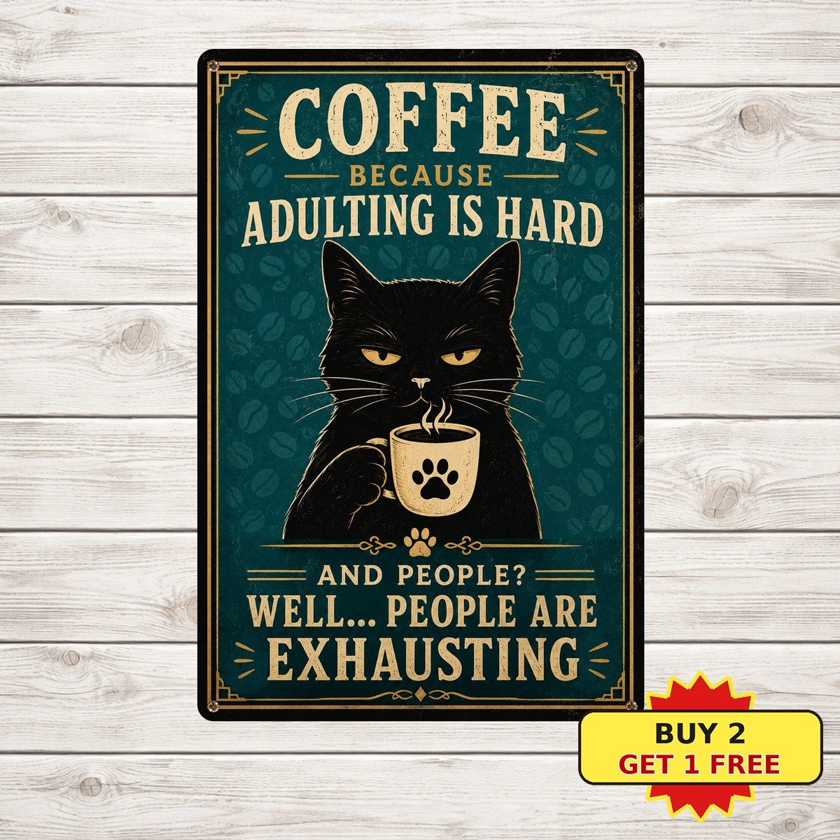 Black Cat Witch Hello Darkness My Old Friend Halloween Decor Metal Sign 8x12