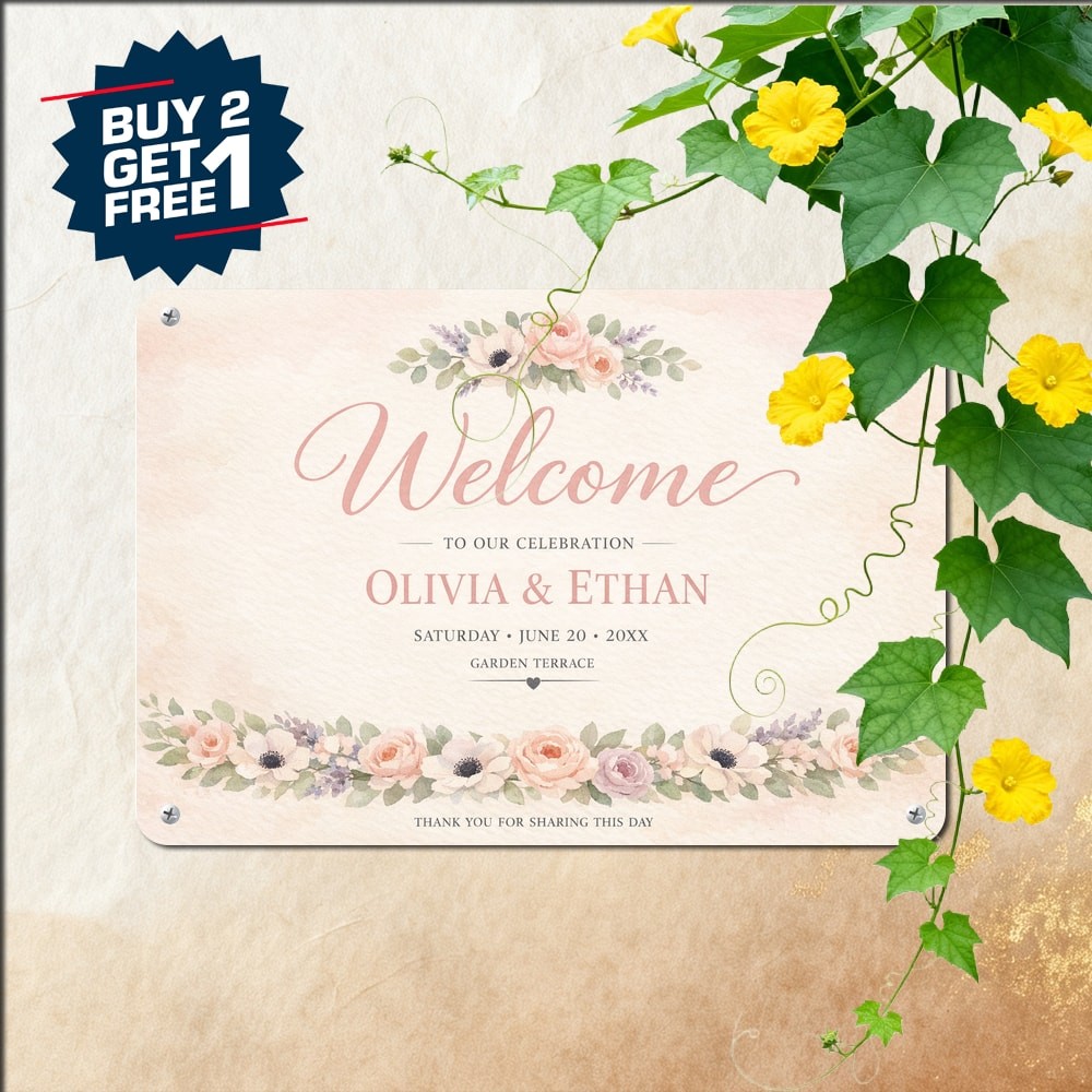 Personalized Wedding Ceremony Metal Sign Vintage Reception Decor Plaque 8x12