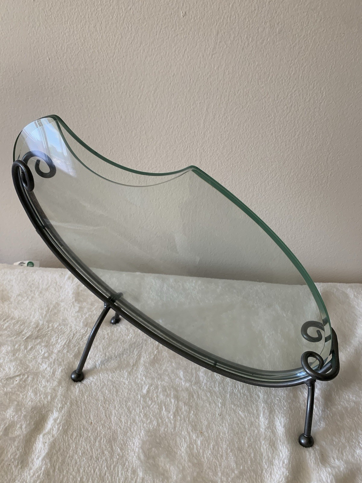 Vintage Rare Contemporary Clear Glass Sculpture Vase with Metal Stand Vintage Rare Contemporary Clear Glass Sculpture Vase with Metal Stand