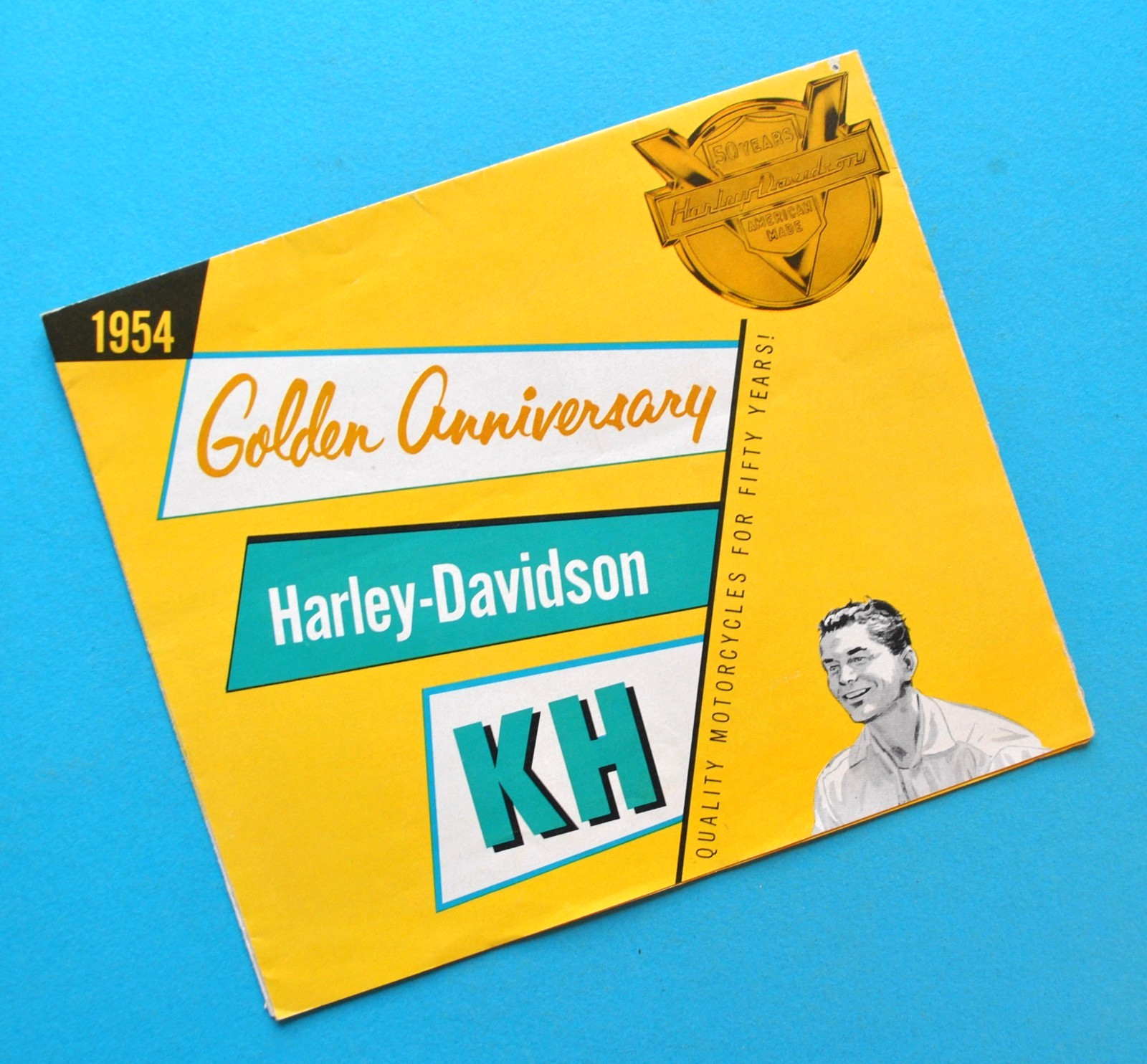 Original Vintage 1954 Harley Davidson Brochure KH Golden Anniversary Motorcycle