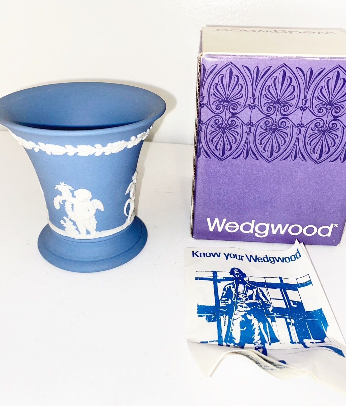 Vintage Wedgwood Jasper Posy Pot Four Seasons Cupids Posy Vase